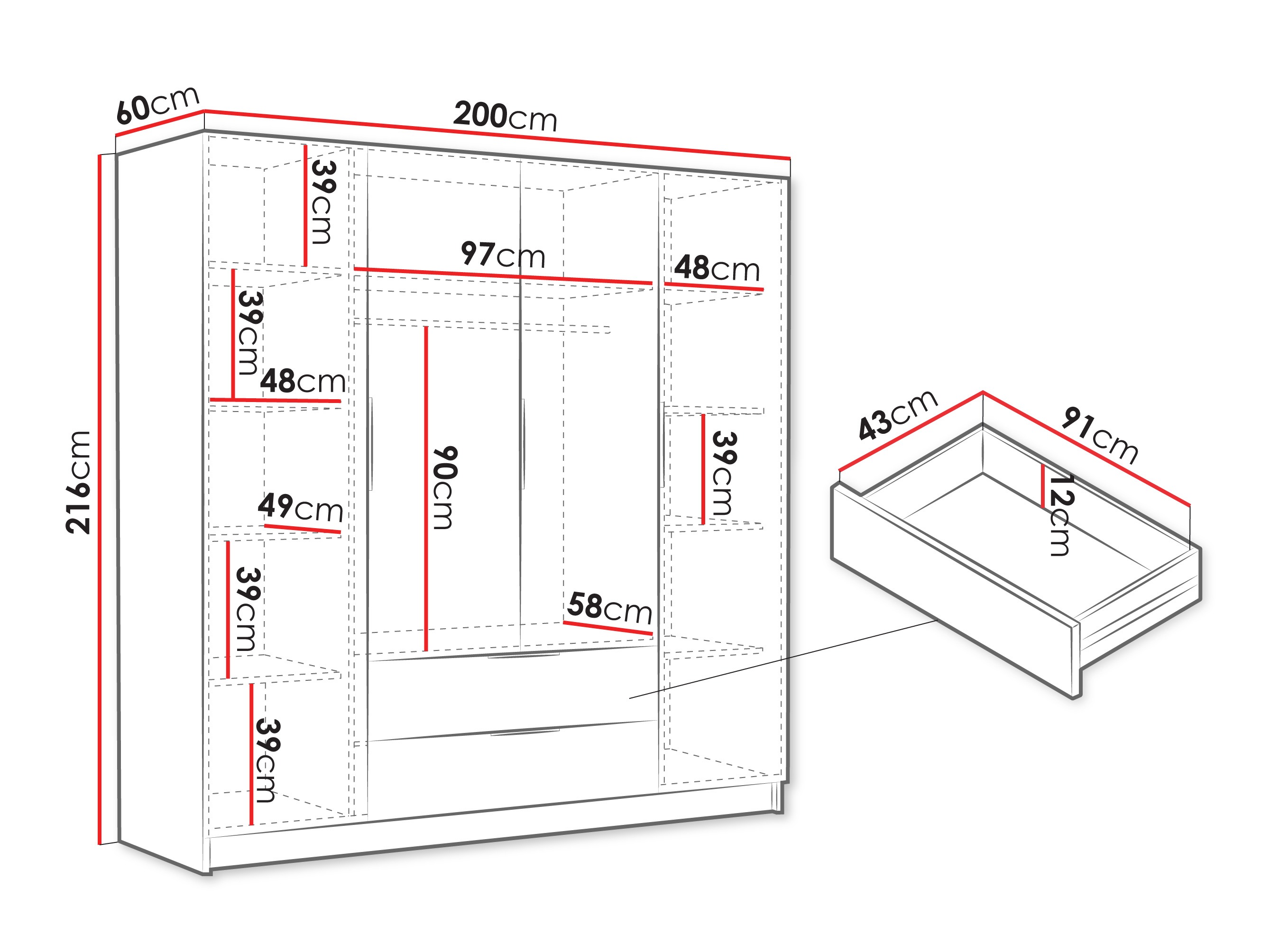 Kledingkast Closico 202 (Kasjmier)
