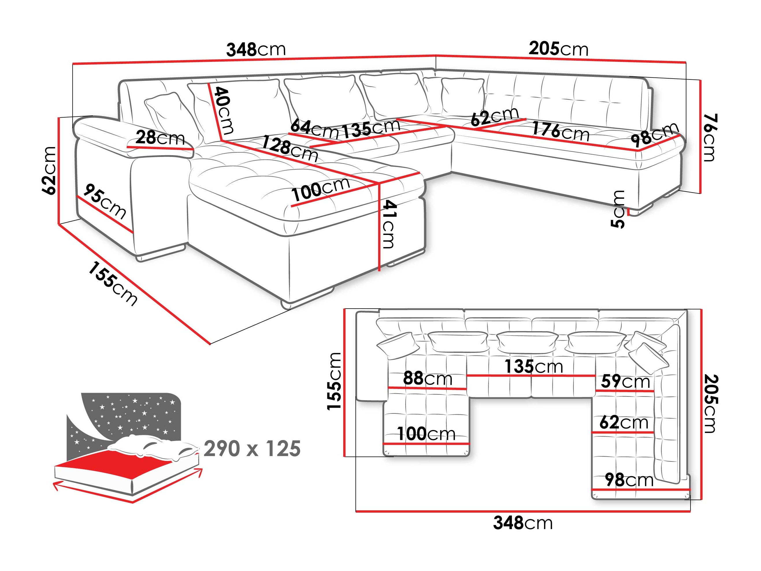 Hoekbank Comfivo 180 (Zoya 03 + Mokka 03)