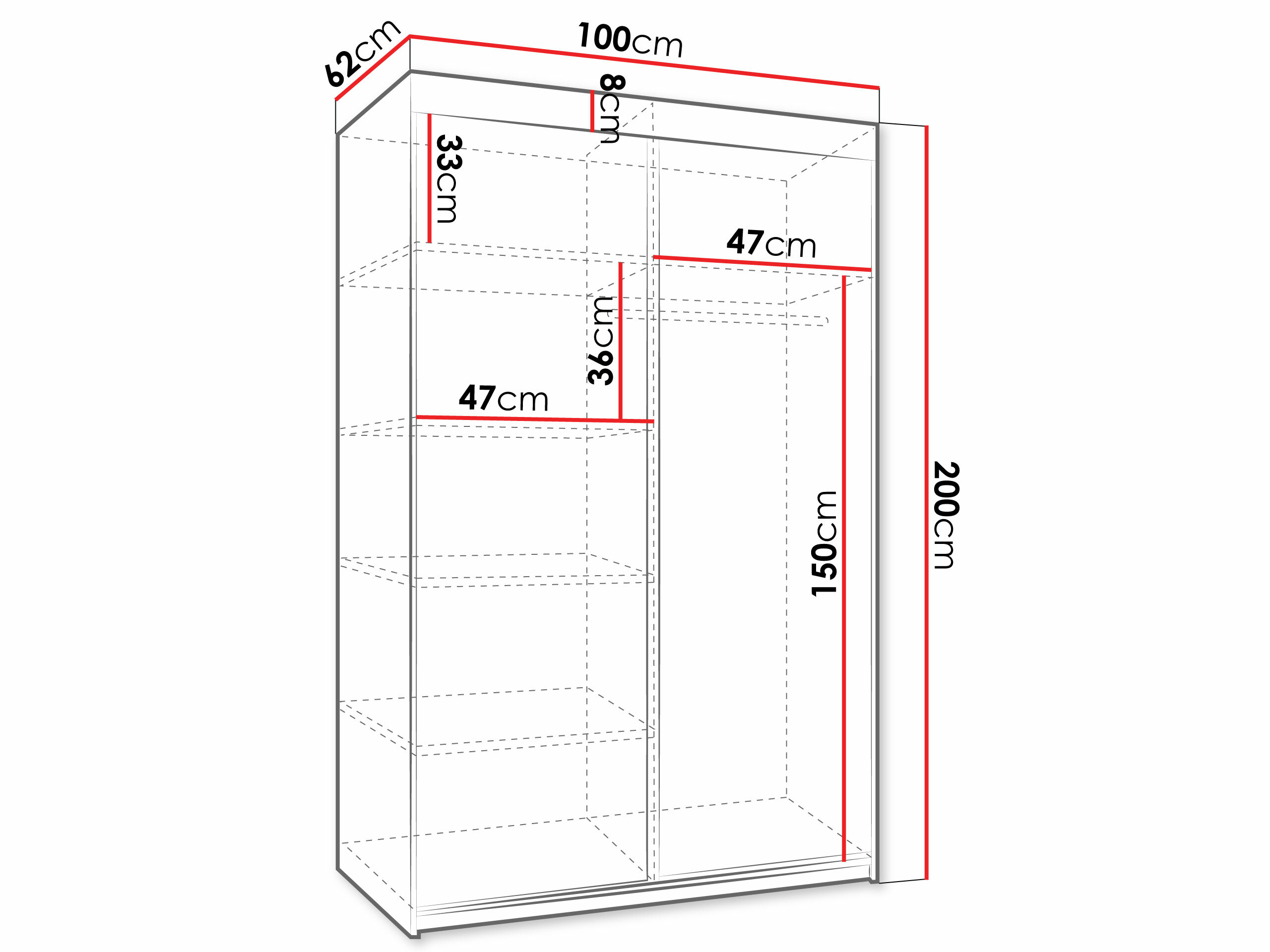 Kledingkast Dover 103 (Donker essen)