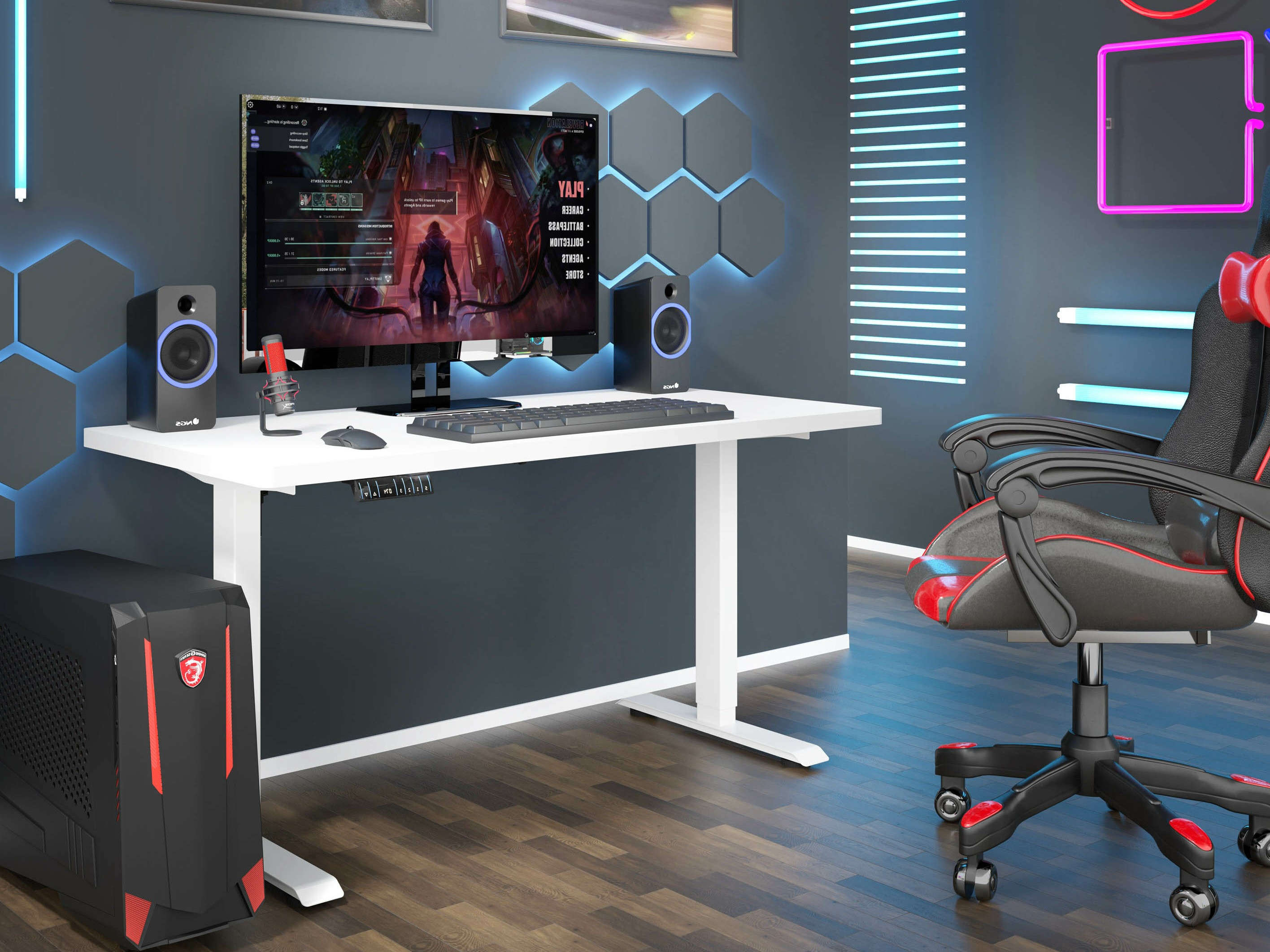 In hoogte verstelbaar bureau Buffalo 184 (Wit)