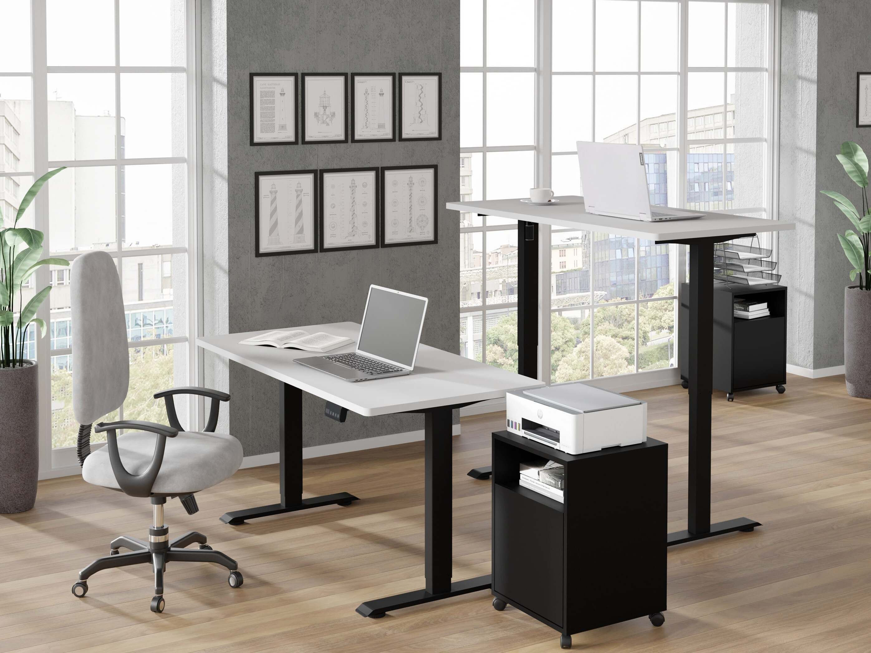 In hoogte verstelbaar bureau Buffalo 184 (Zwart)