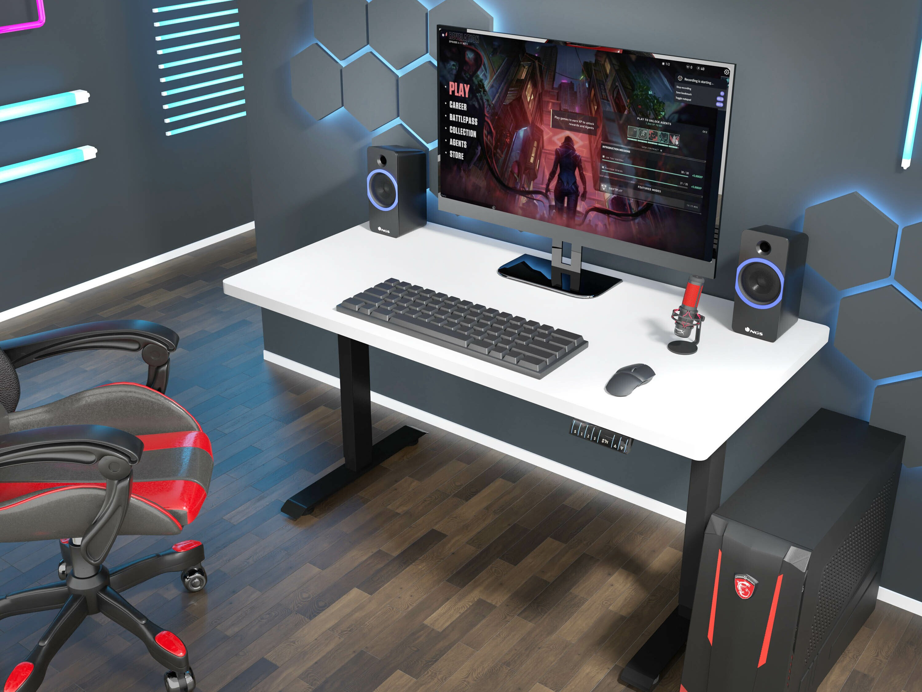 In hoogte verstelbaar bureau Buffalo 184 (Zwart)