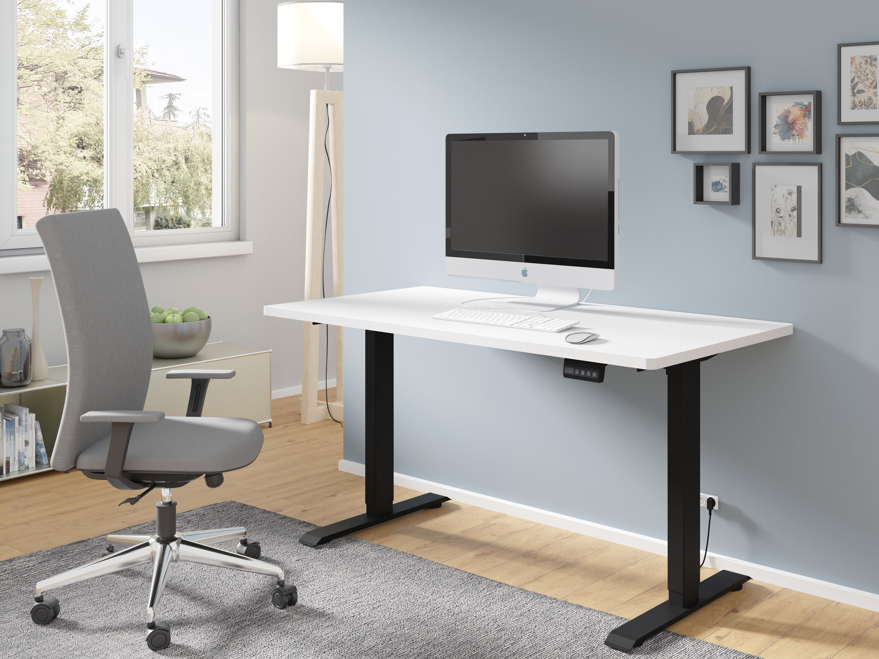 In hoogte verstelbaar bureau Buffalo 184 (Zwart)