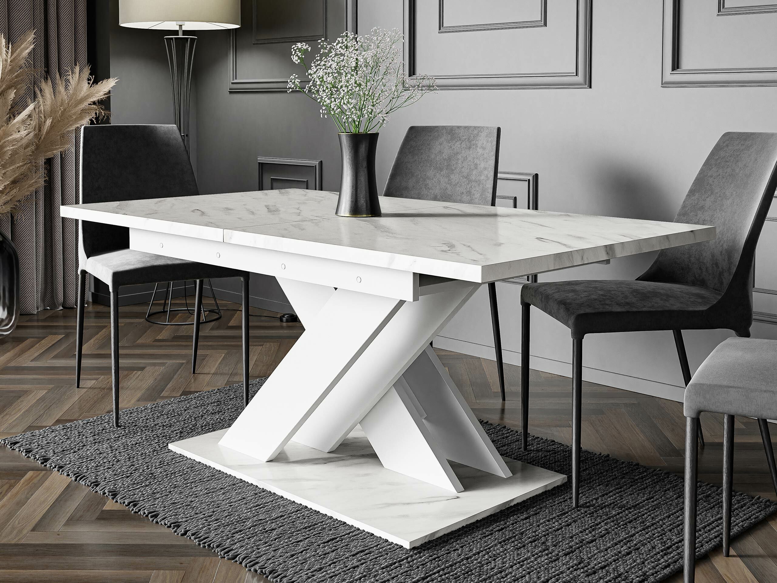 Tafel Decium (Wit marmer + Wit)