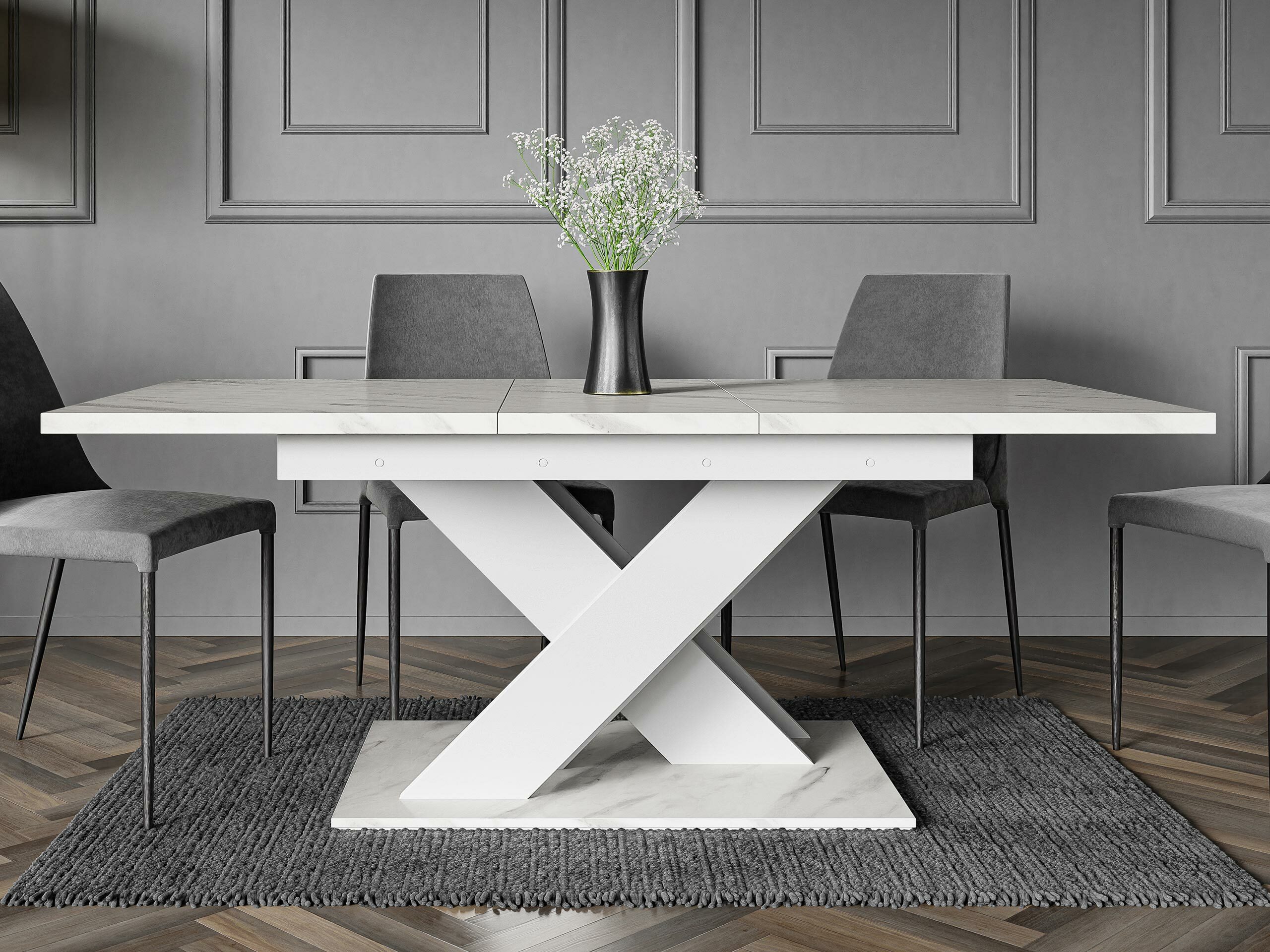 Tafel Decium (Wit marmer + Wit)