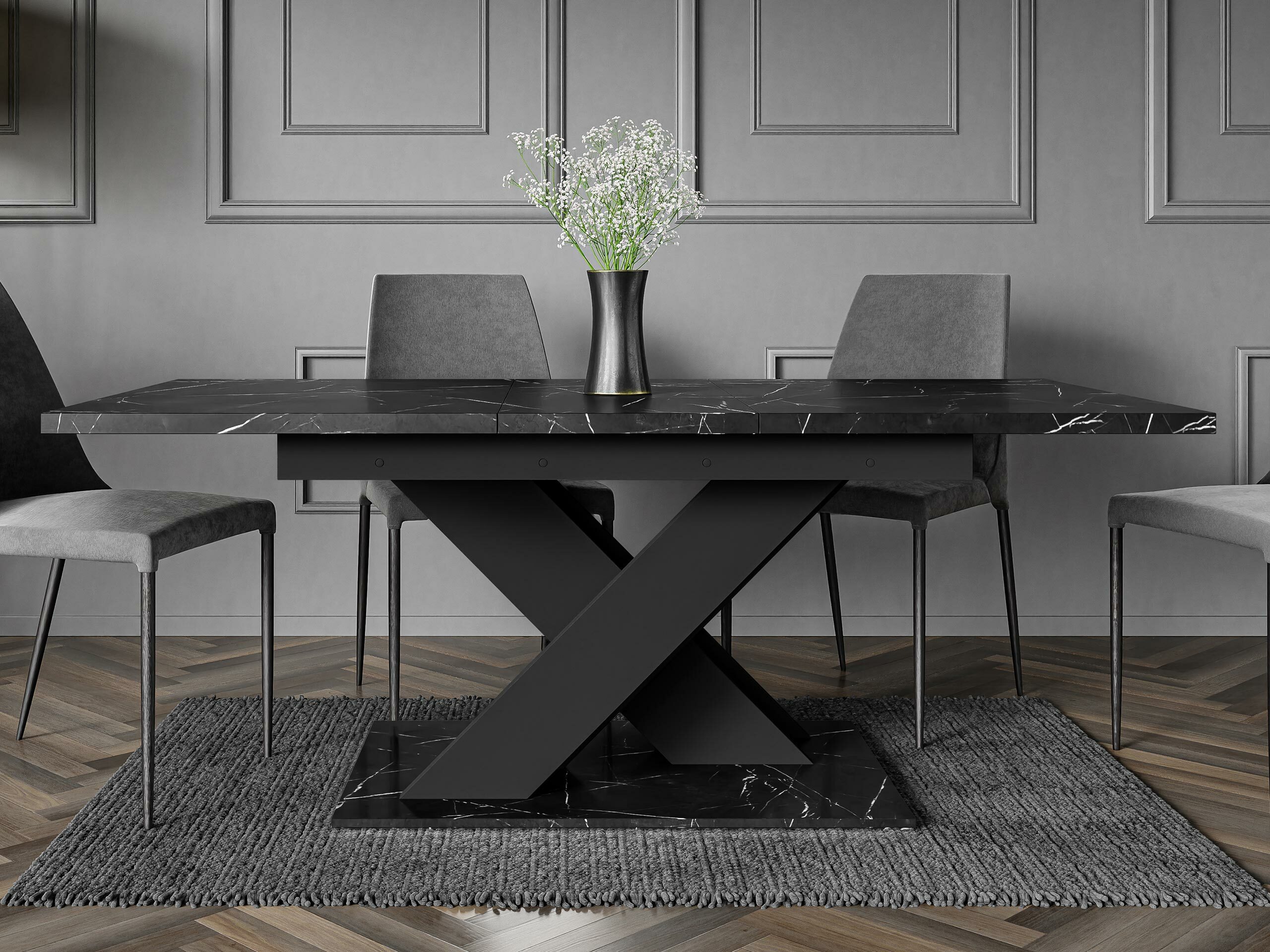 Tafel Decium (Zwart marmer + Zwart)