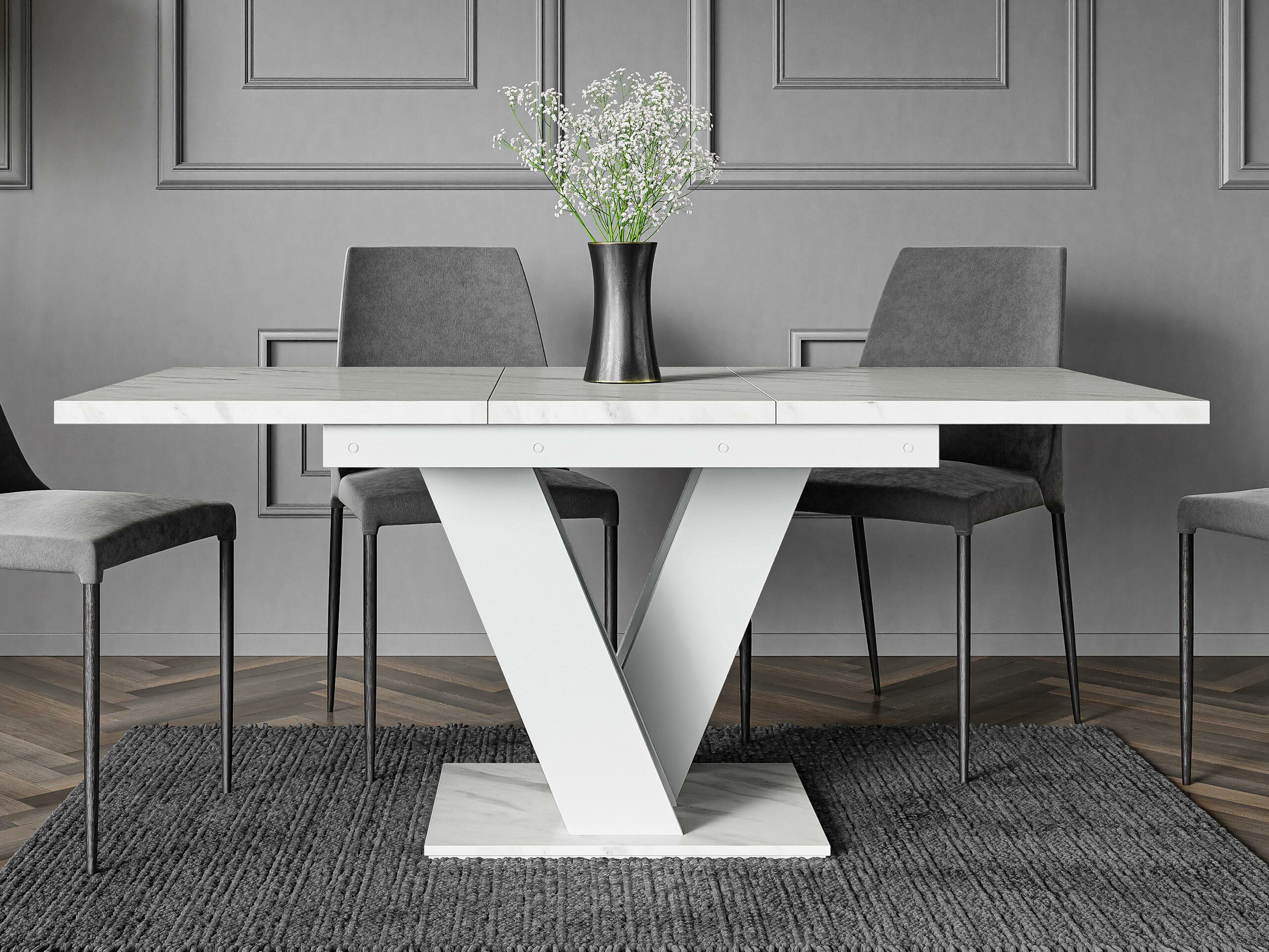 Tafel Musus (Wit marmer + Wit)