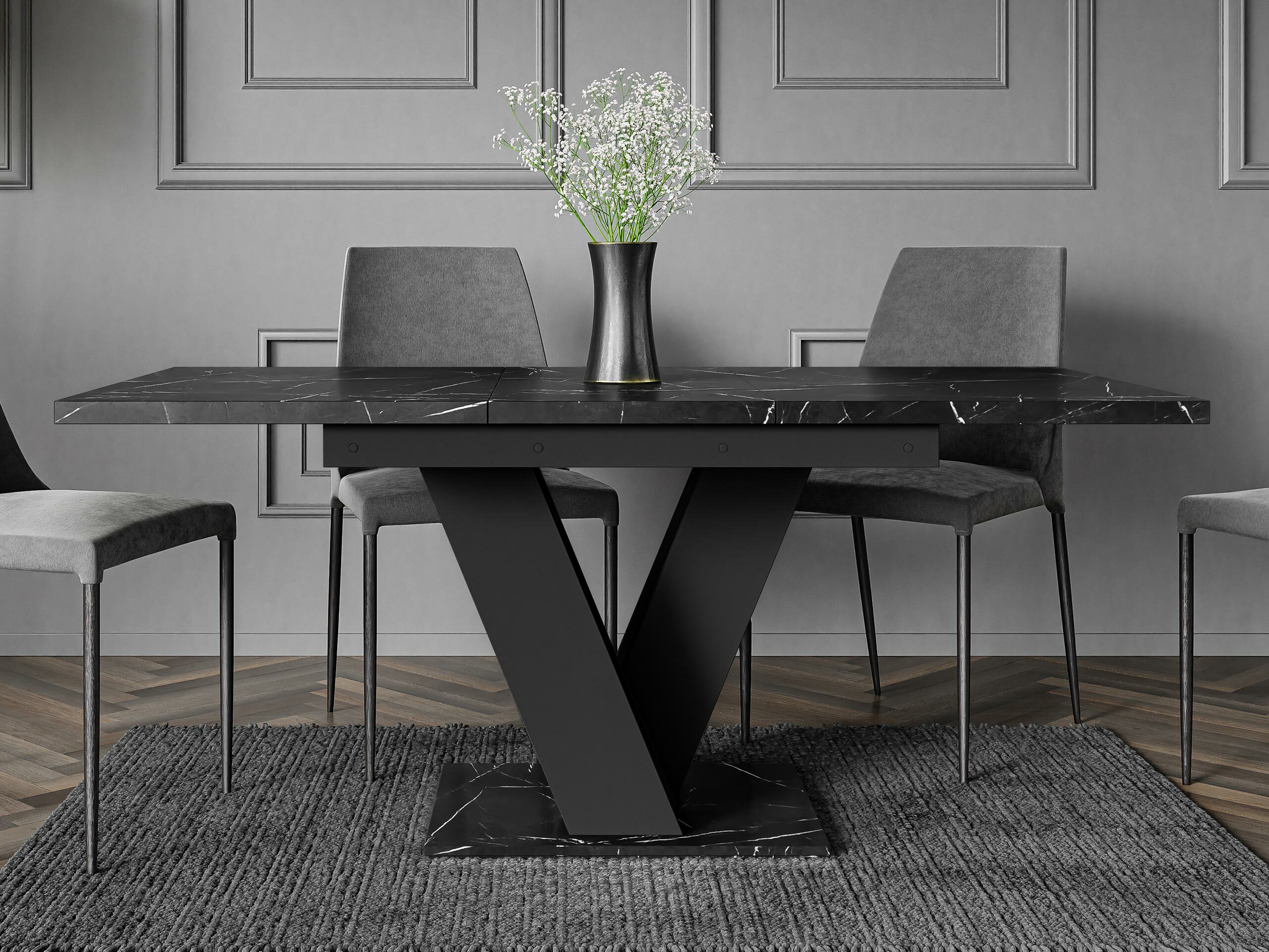 Tafel Musus (Zwart marmer + Zwart)