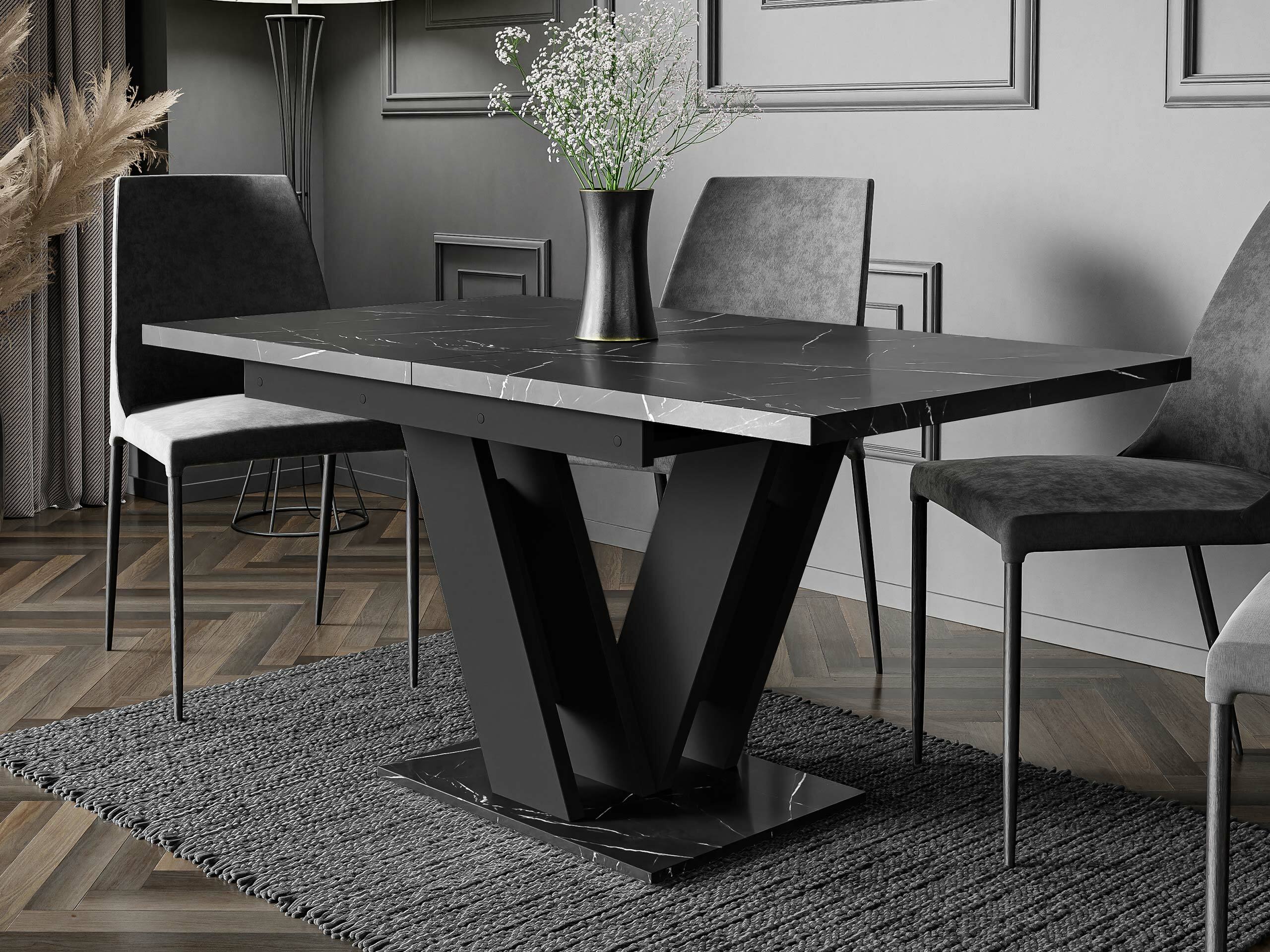 Tafel Musus (Zwart marmer + Zwart)