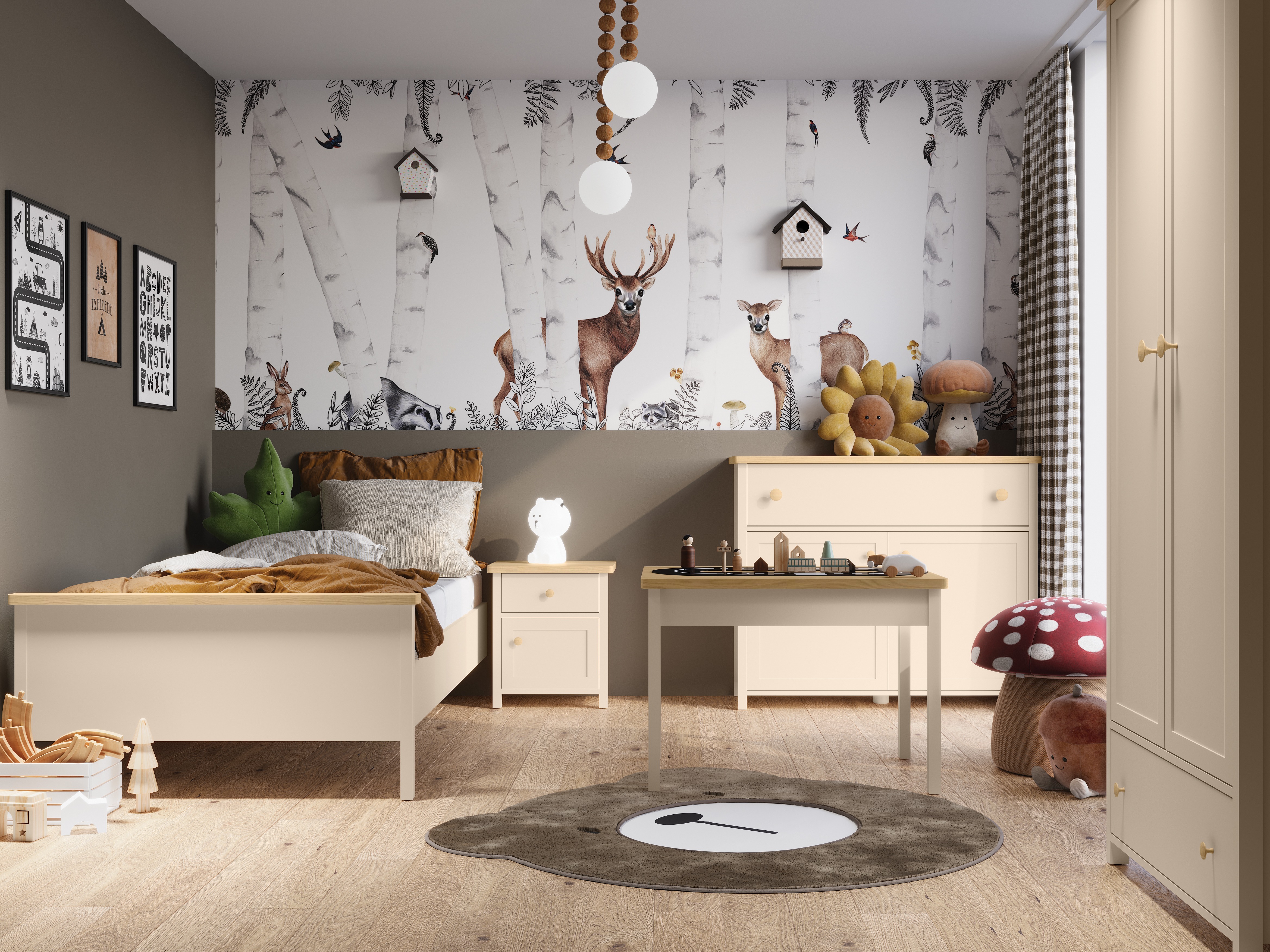 Ladekast Romelbo 150 (Beige + Eiken)