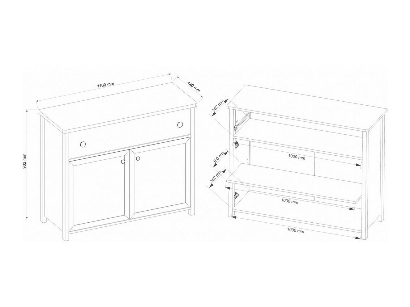 Ladekast Romelbo 150 (Beige + Eiken)