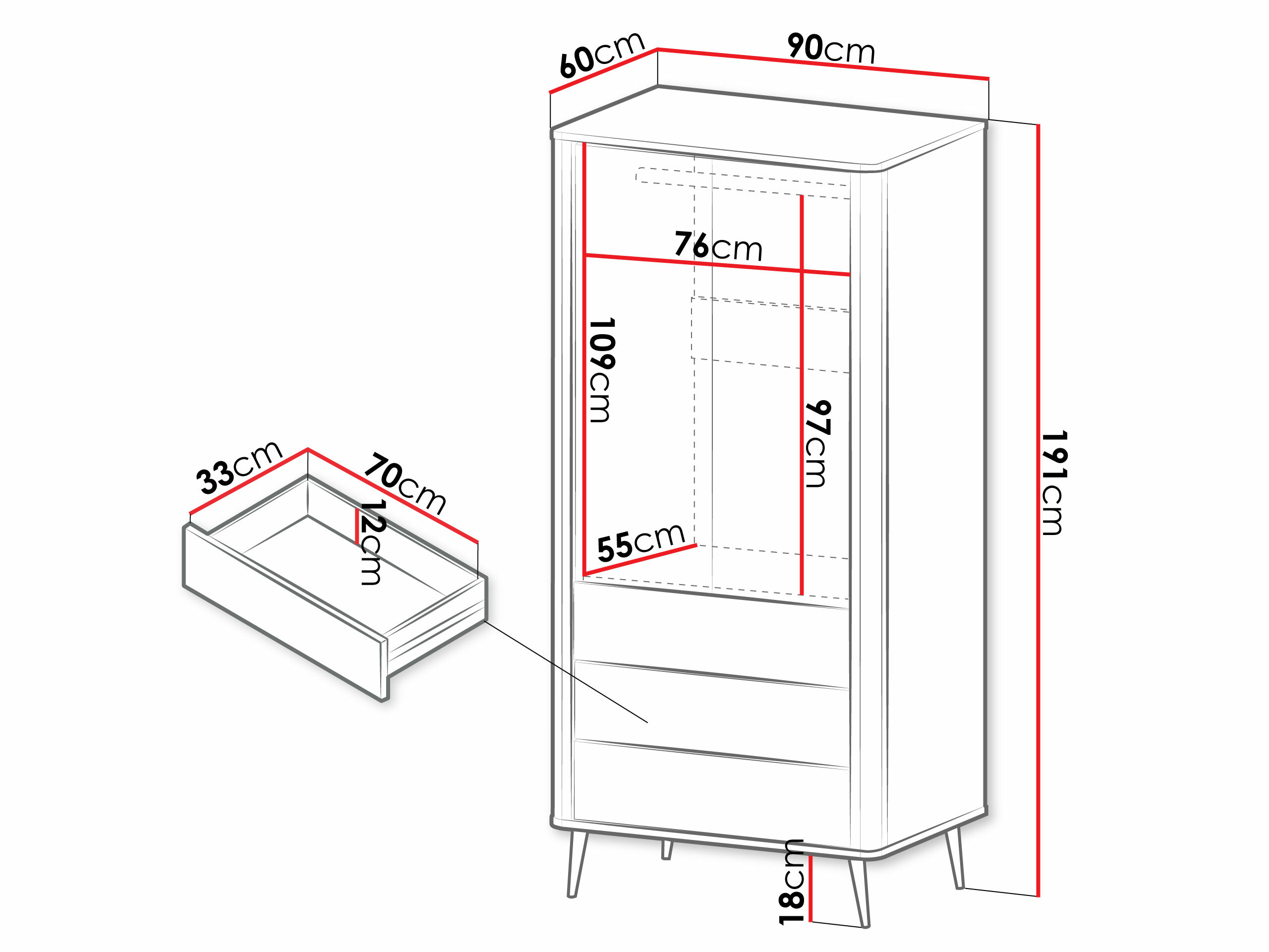 Kledingkast Lufela 100 (Kasjmier + Grijs marmer)