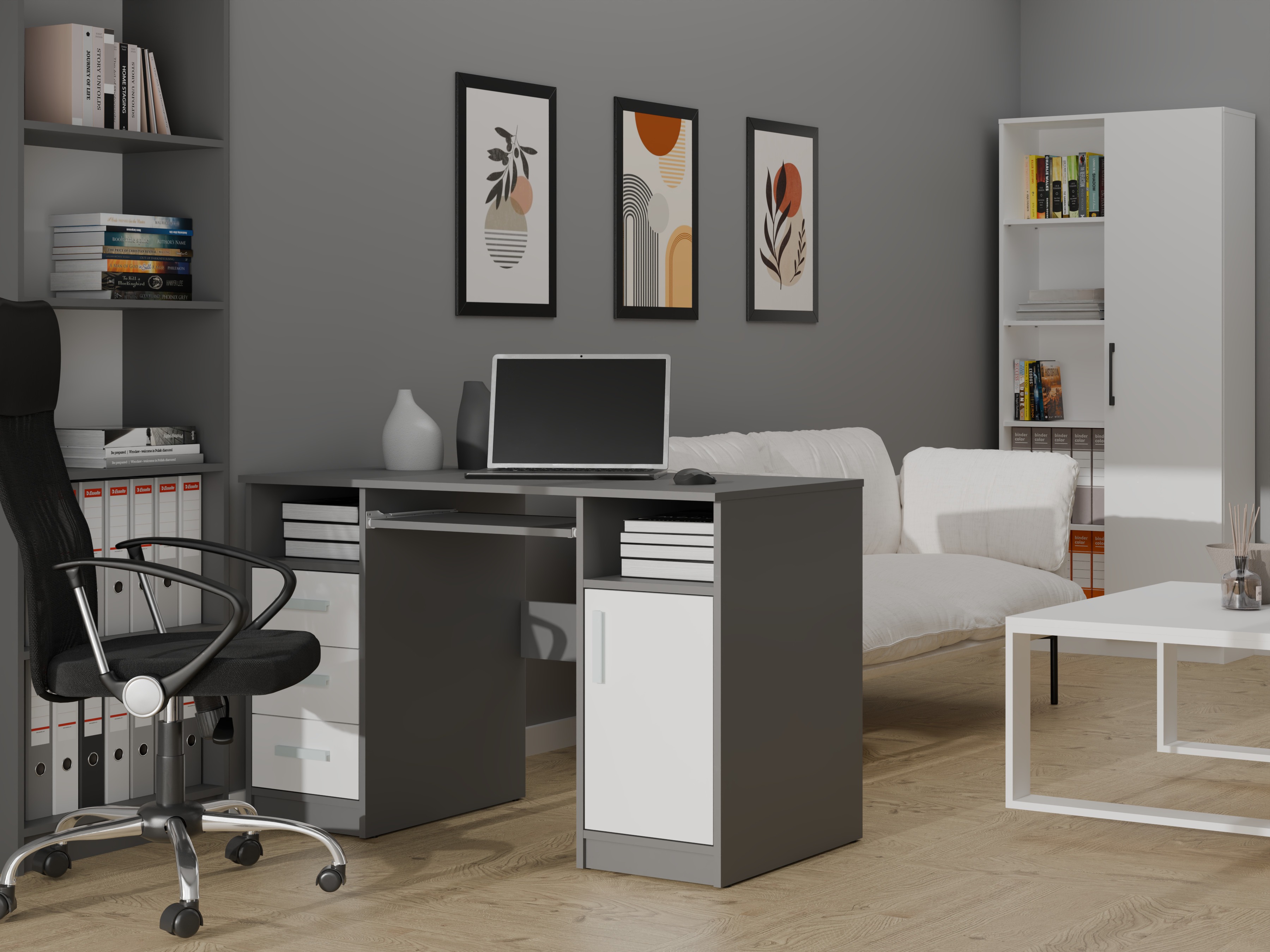 Bureau Mandeville 330 (Antraciet + Wit)