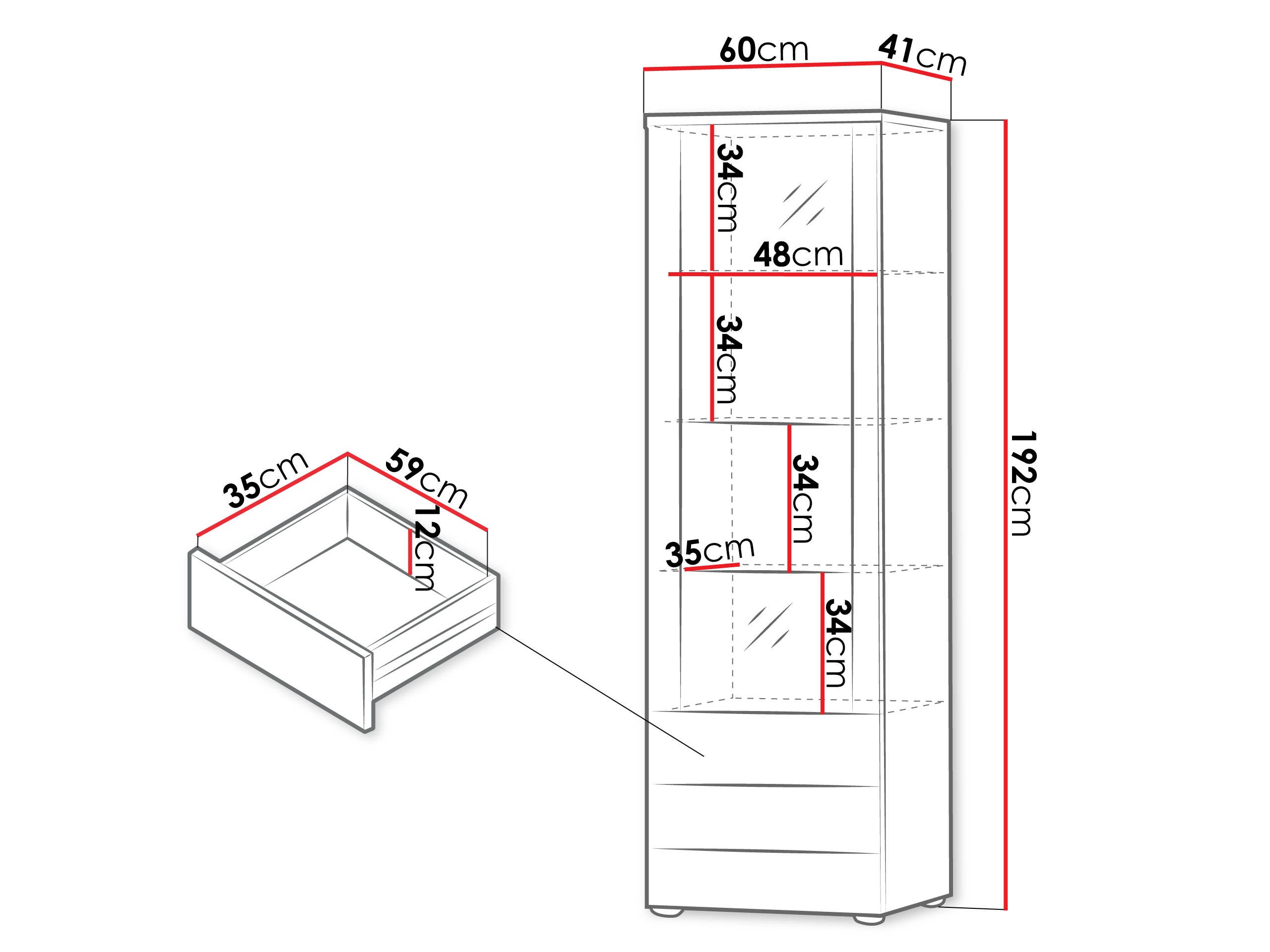 Boekenkast Tornola 102 (Kasjmier + Zwart)