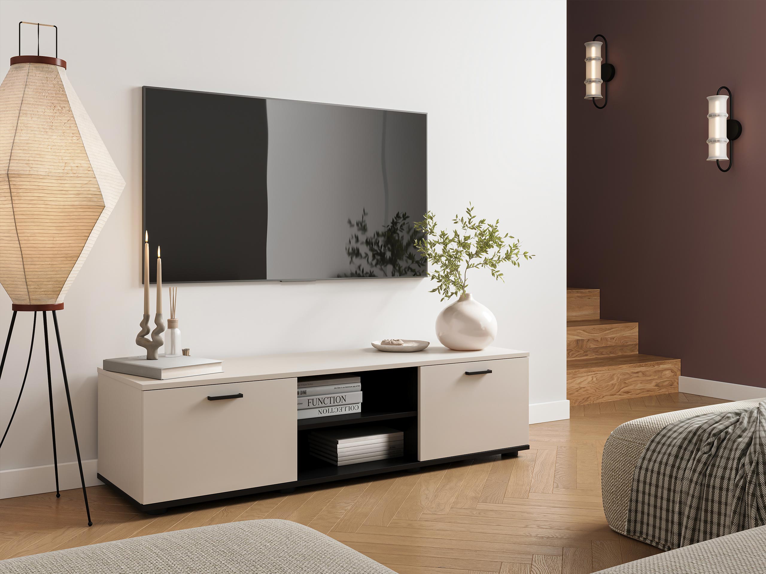 TV-meubel Tornola 100 (Kasjmier + Zwart)