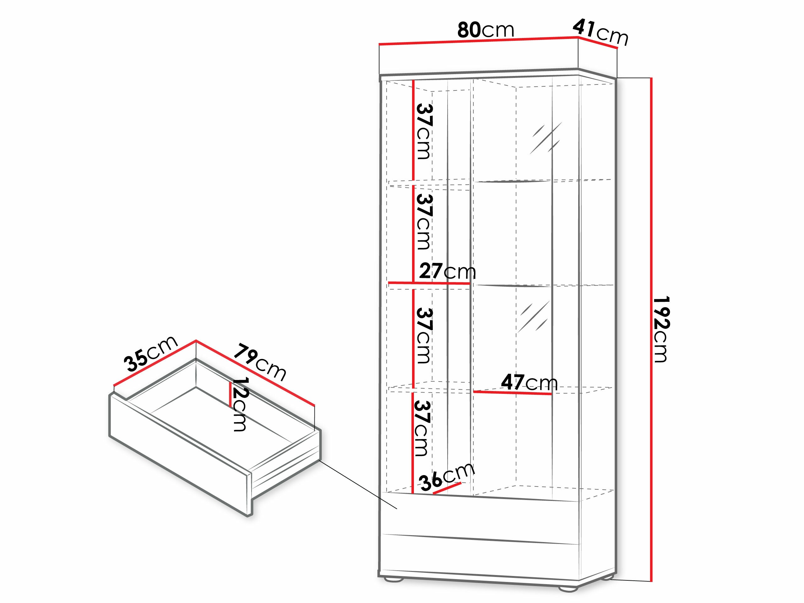 Boekenkast Tornola 105 (Wit + Glanzend wit)