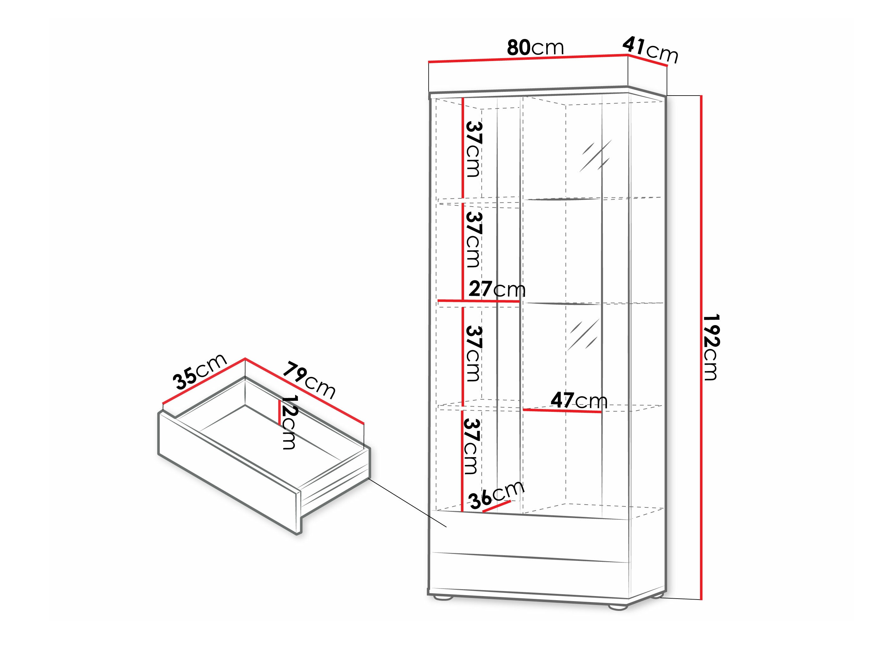 Boekenkast Tornola 105 (Zwart + Glanzend zwart)