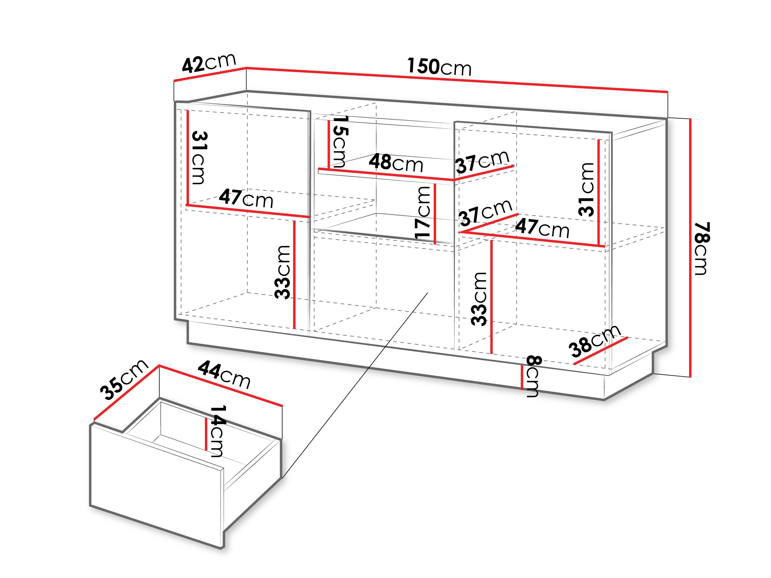 Ladekast Lusonu 100 (Wit)