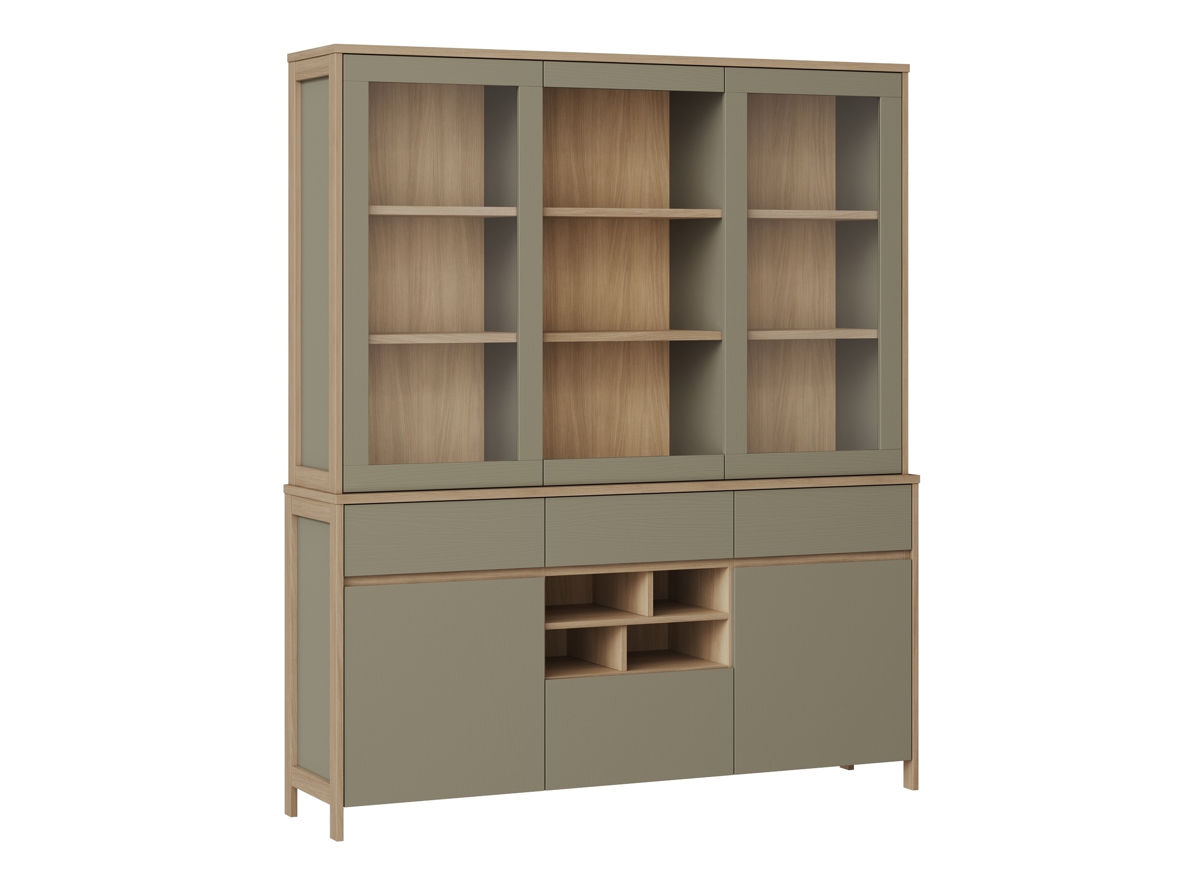 Boekenkast Fermaru 100 (Stoffig groen + Eiken)