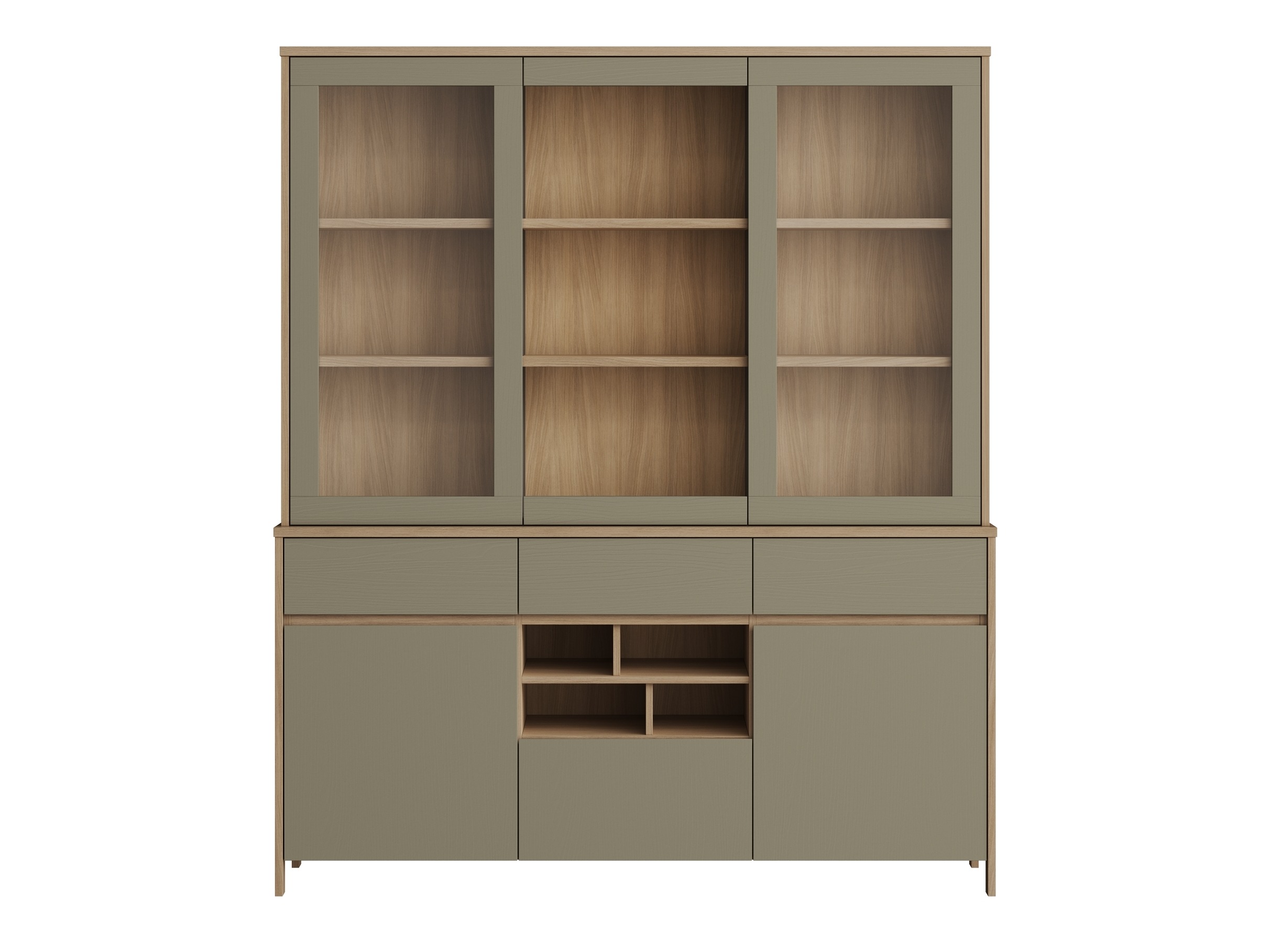 Boekenkast Fermaru 100 (Stoffig groen + Eiken)