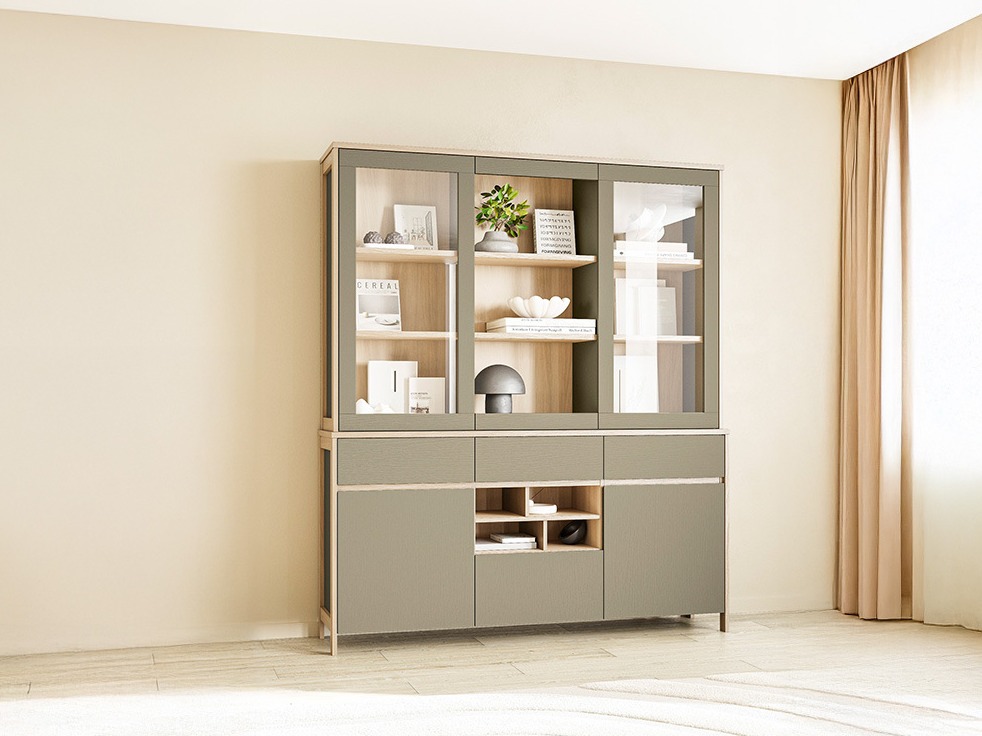 Boekenkast Fermaru 100 (Stoffig groen + Eiken)