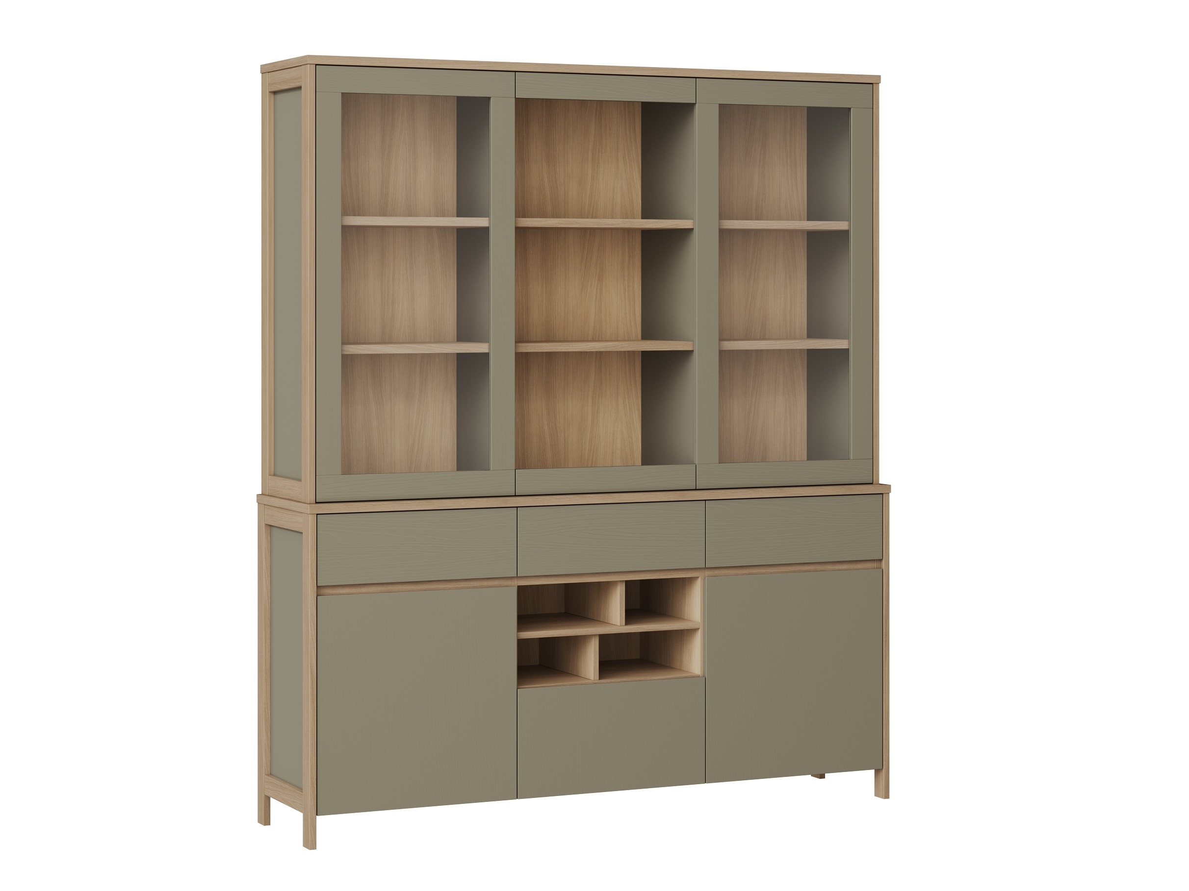 Boekenkast Fermaru 100 (Stoffig groen + Eiken)