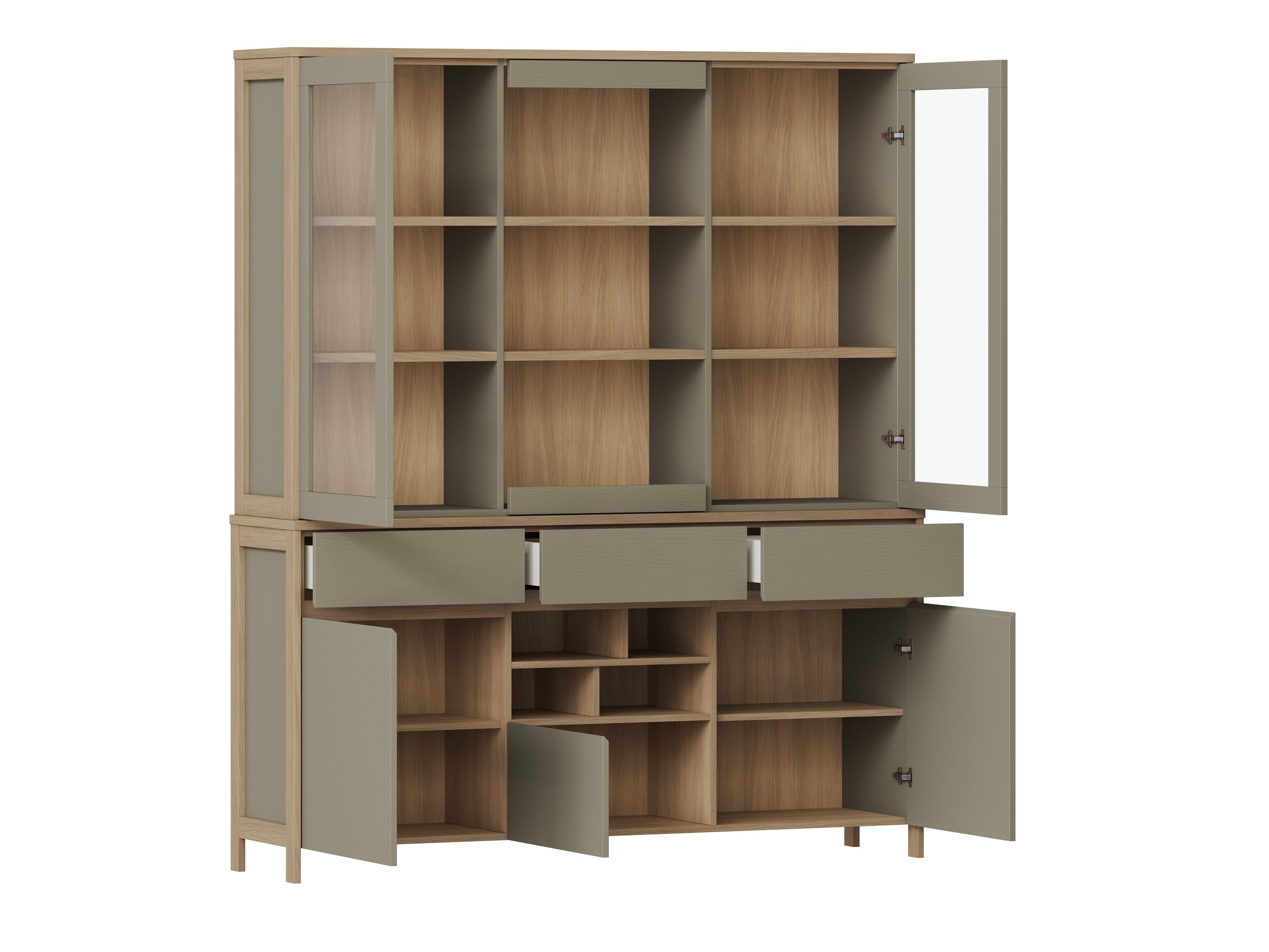 Boekenkast Fermaru 100 (Stoffig groen + Eiken)