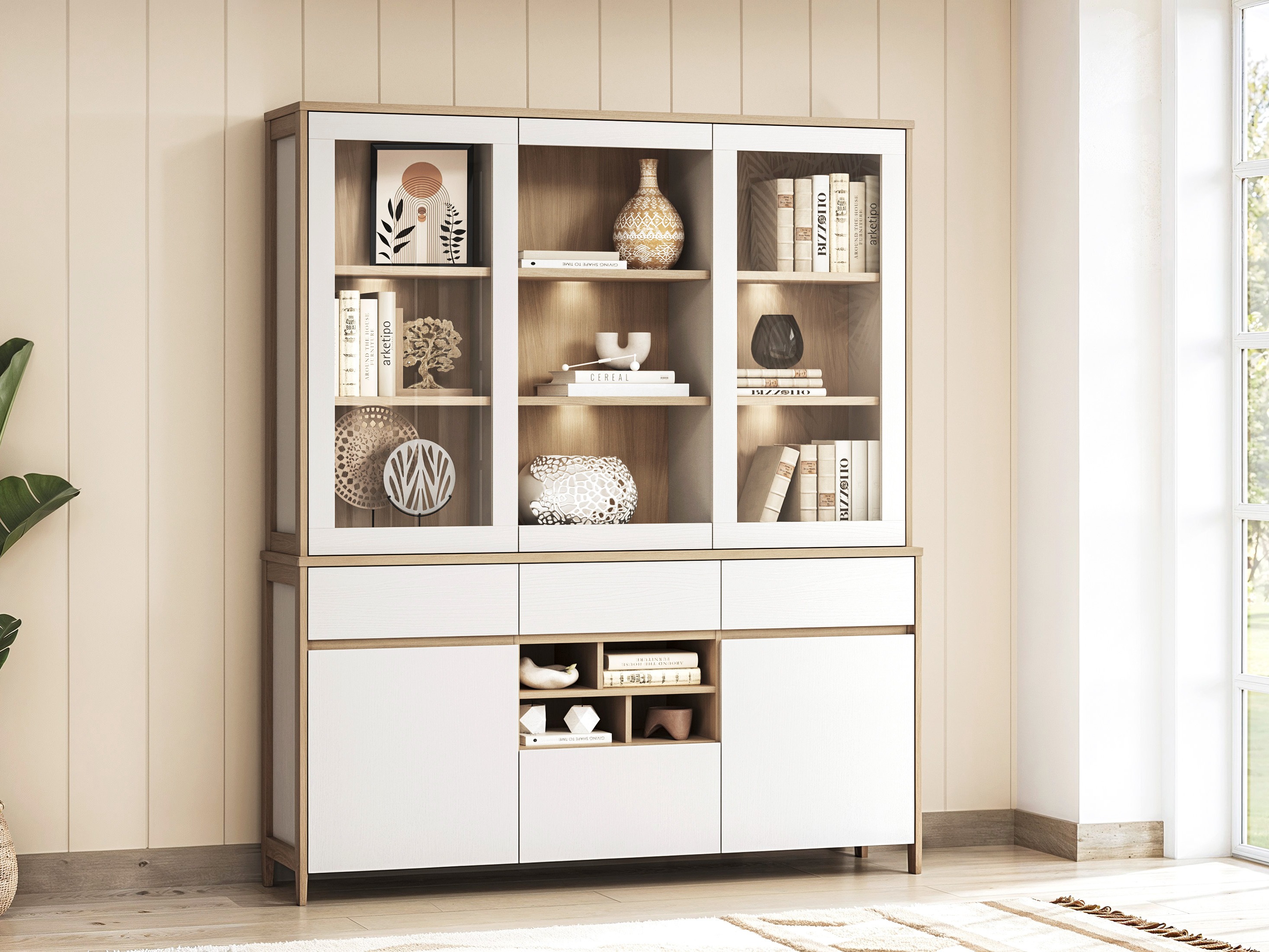 Boekenkast Fermaru 100 (Wit + Eiken)