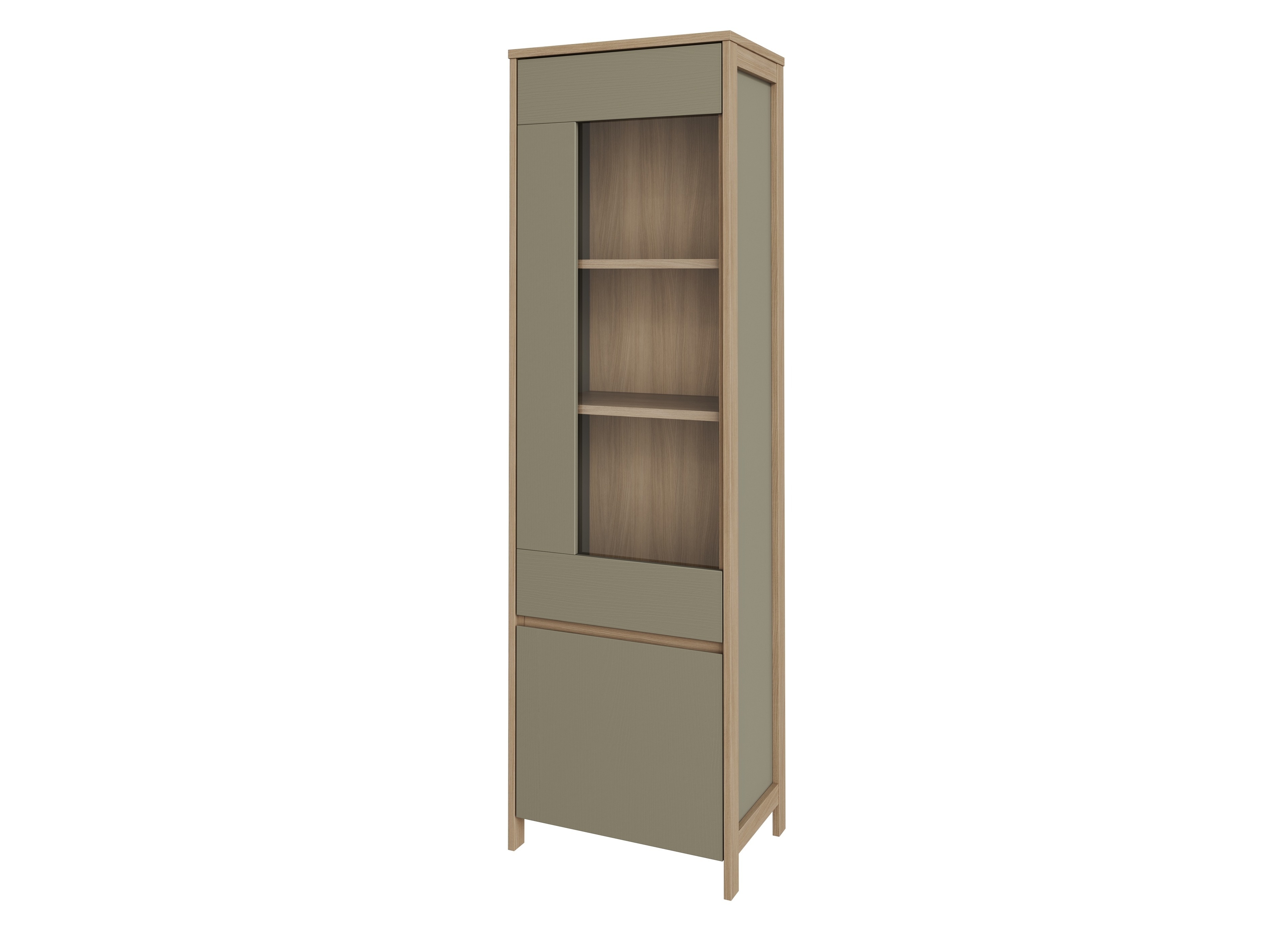Boekenkast Fermaru 101 (Stoffig groen + Eiken)