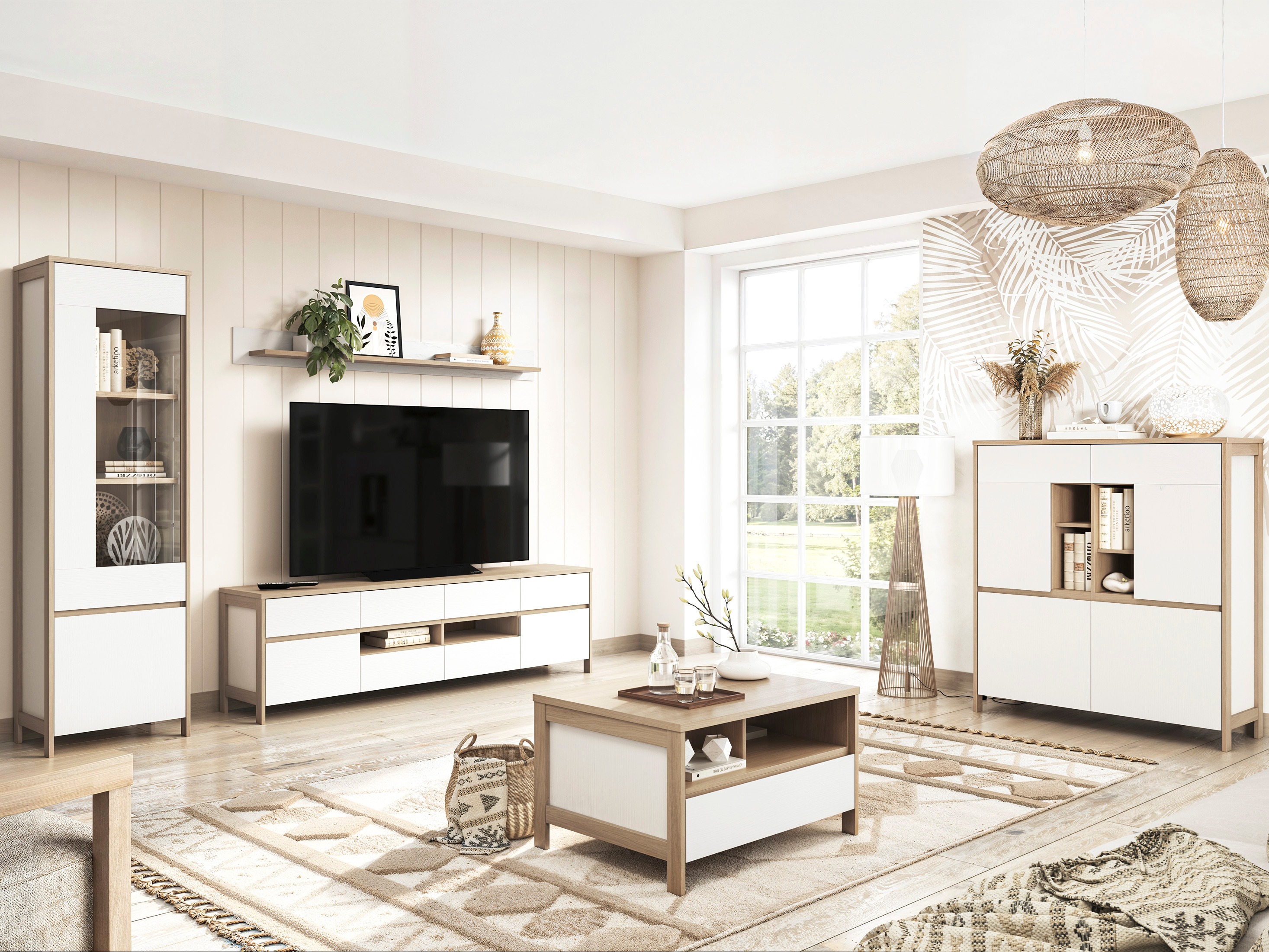Dressoir Fermaru 106 (Wit + Eiken)