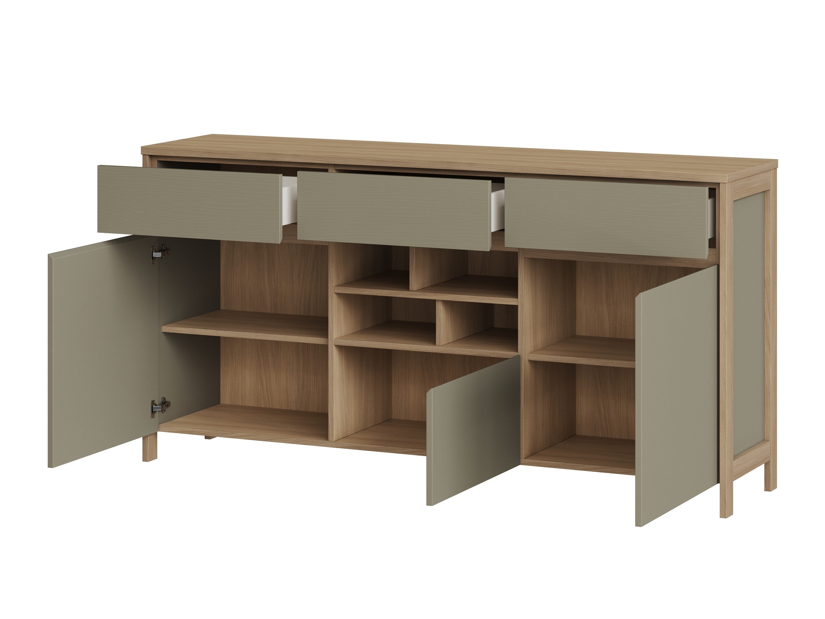 Ladekast Fermaru 104 (Stoffig groen + Eiken)