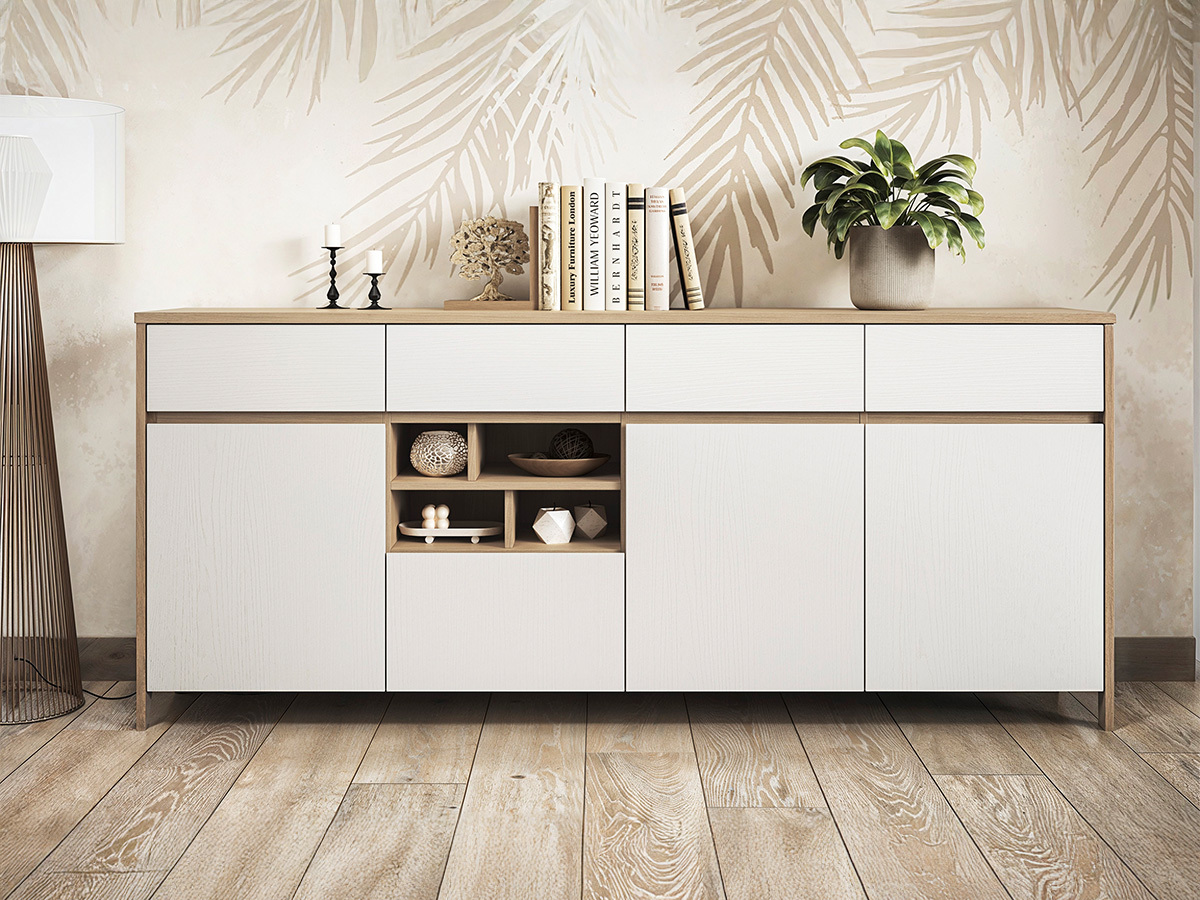 Ladekast Fermaru 105 (Wit + Eiken)