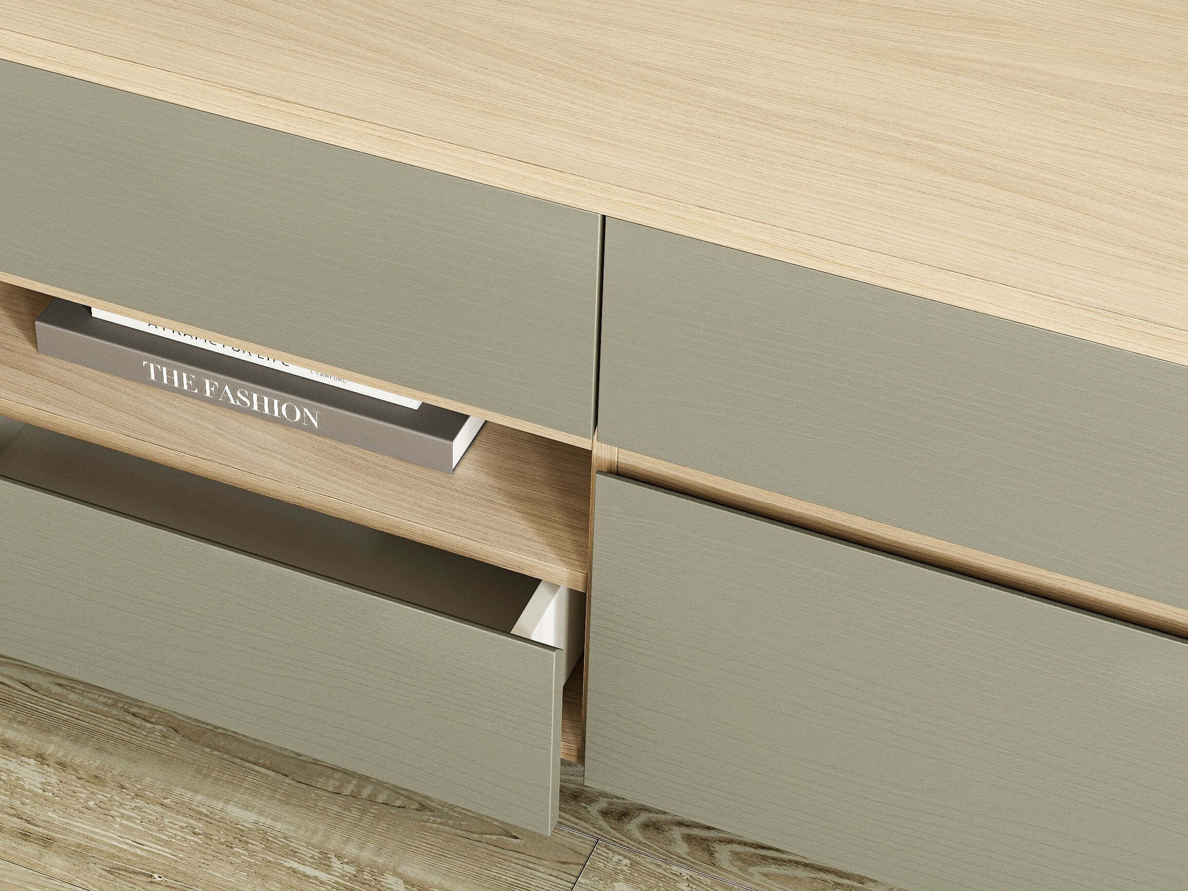 TV-meubel Fermaru 103 (Stoffig groen + Eiken)