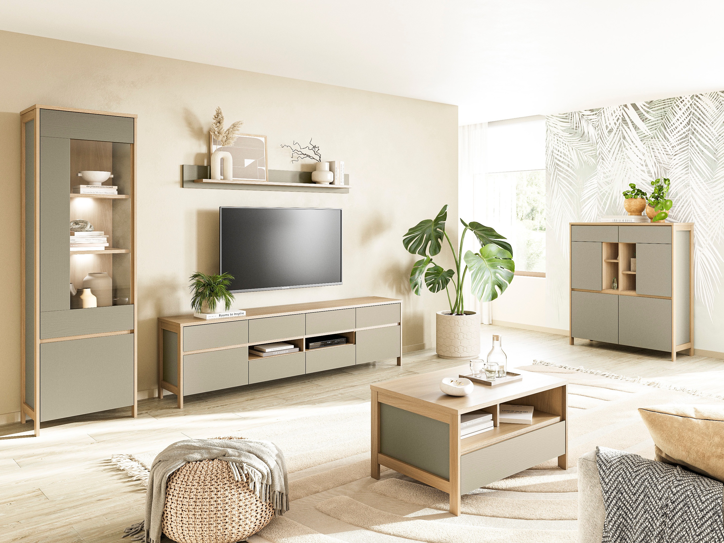 Salontafel Fermaru 107 (Stoffig groen + Eiken)