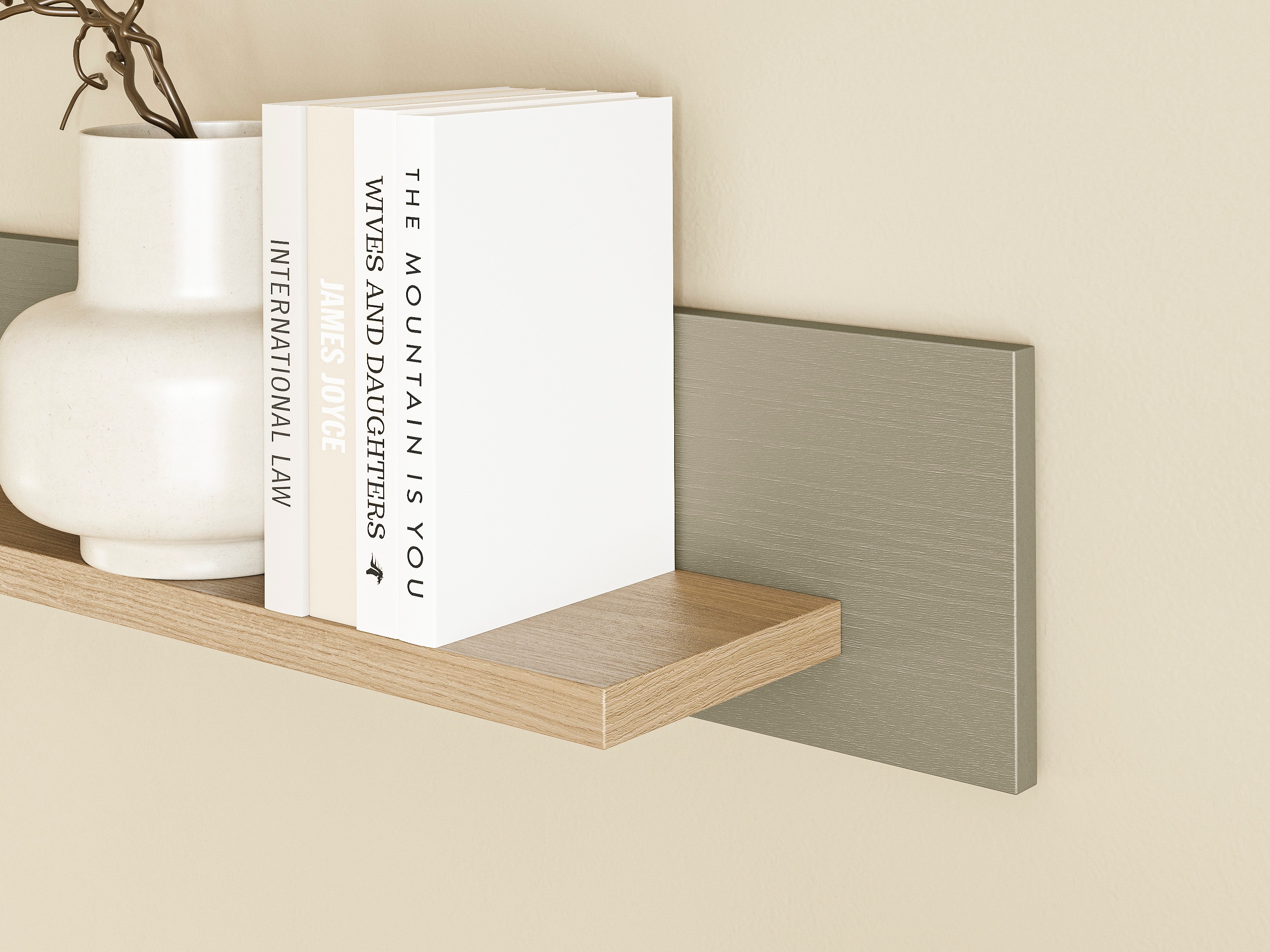 Wandplank Fermaru 108 (Stoffig groen + Eiken)