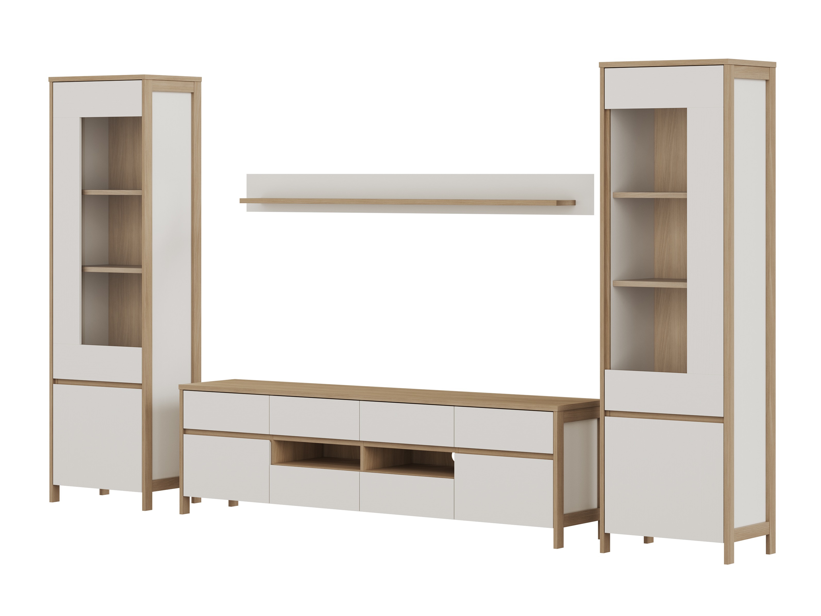 Woonkamerset Fermaru 111 (Wit + Eiken)