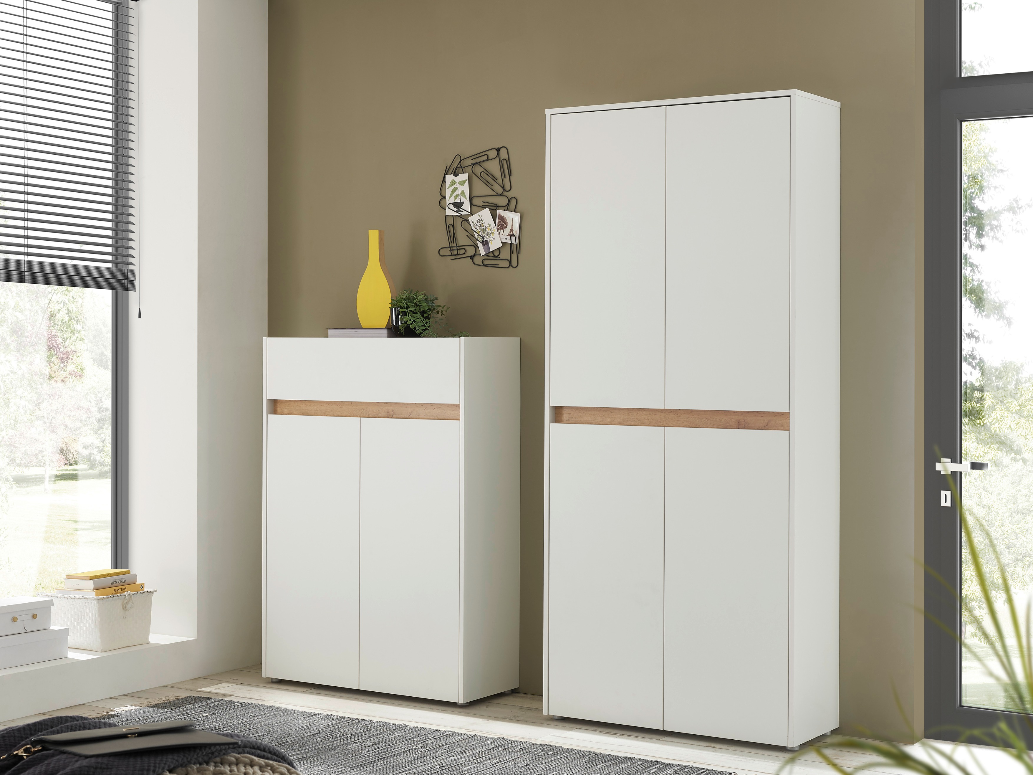 Boekenkast Elbsori 174 (Wit + Wotan eik)