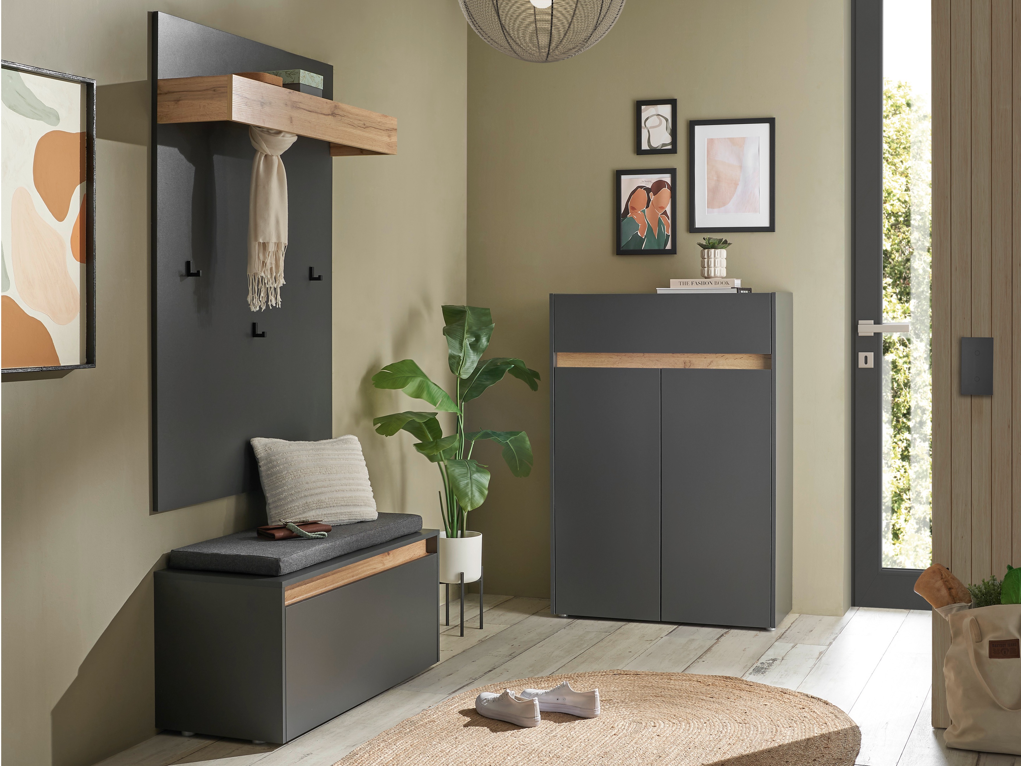 Gangmeubelset Elbsori 176 (Antraciet + Wotan eik)