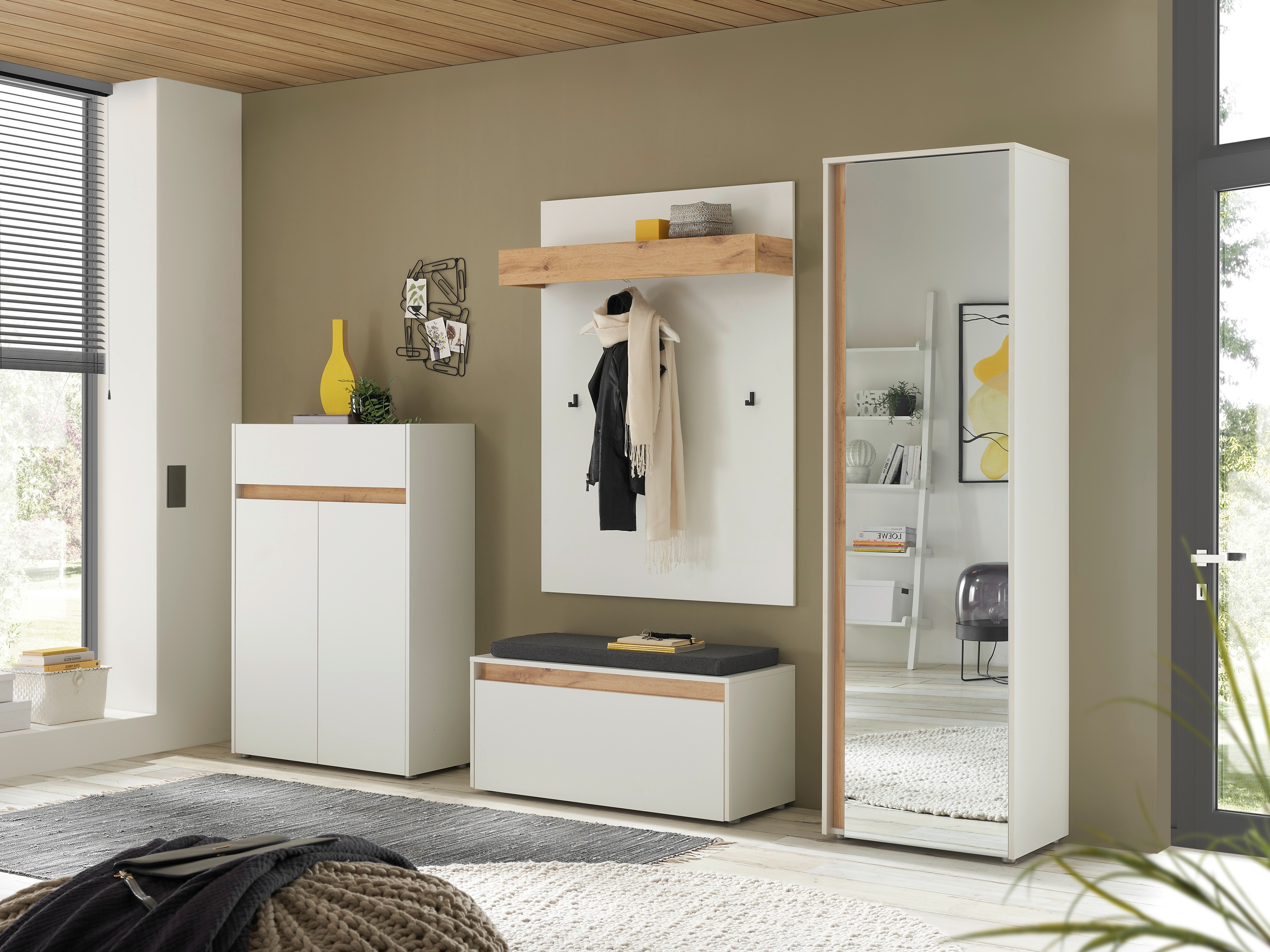 Gangmeubelset Elbsori 176 (Wit + Wotan eik)