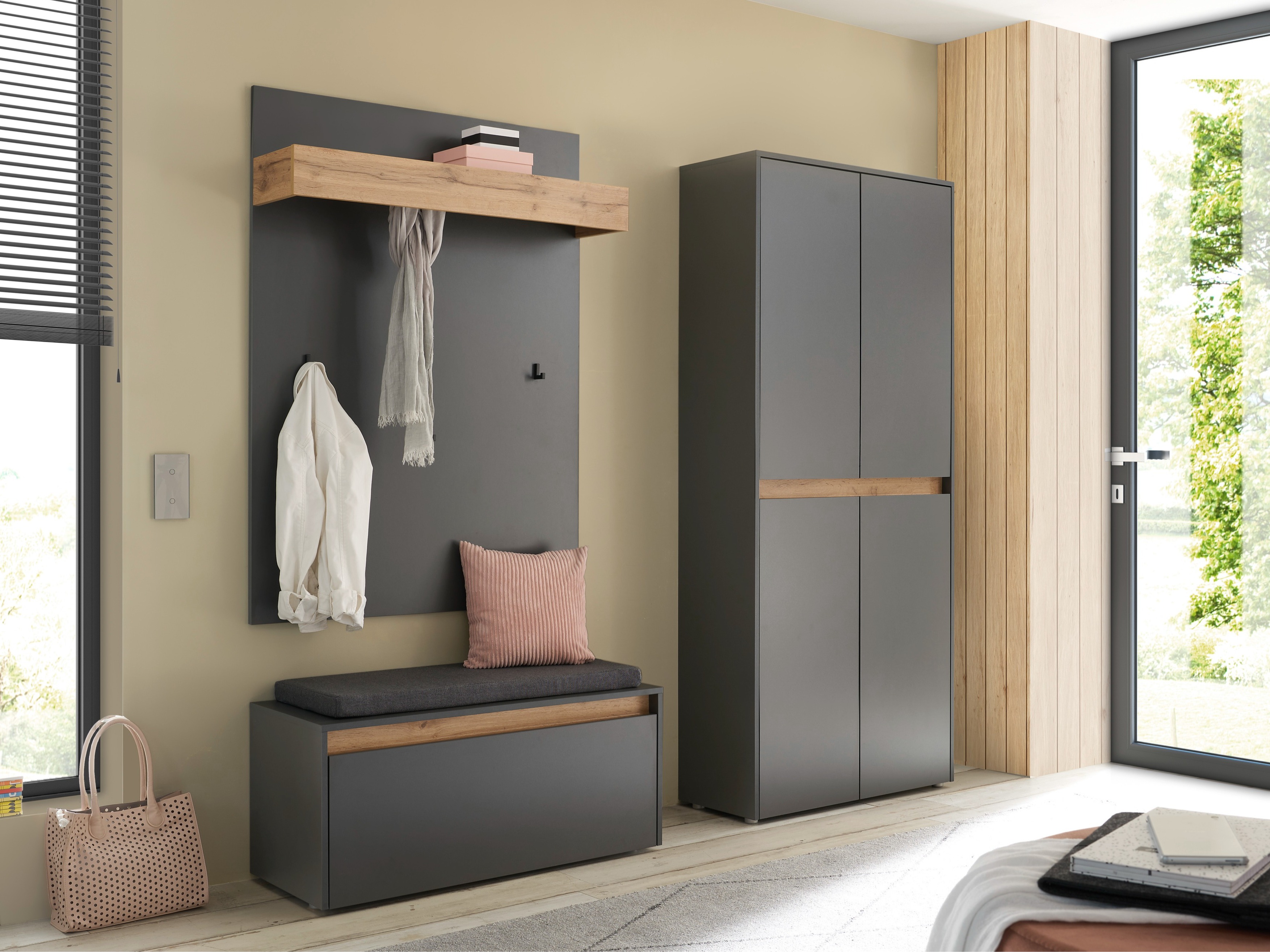 Gangmeubelset Elbsori 177 (Antraciet + Wotan eik)
