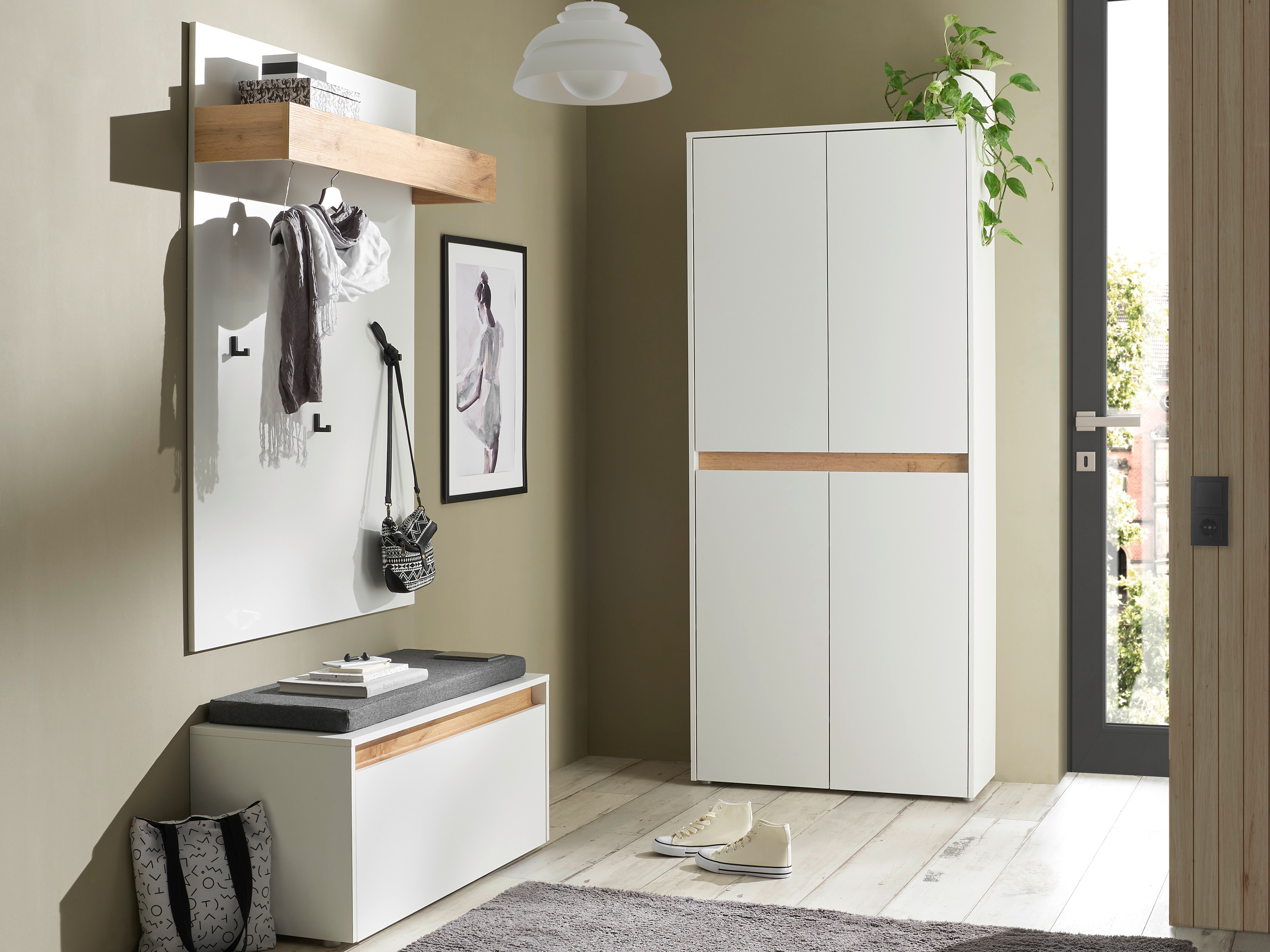 Gangmeubelset Elbsori 177 (Wit + Wotan eik)