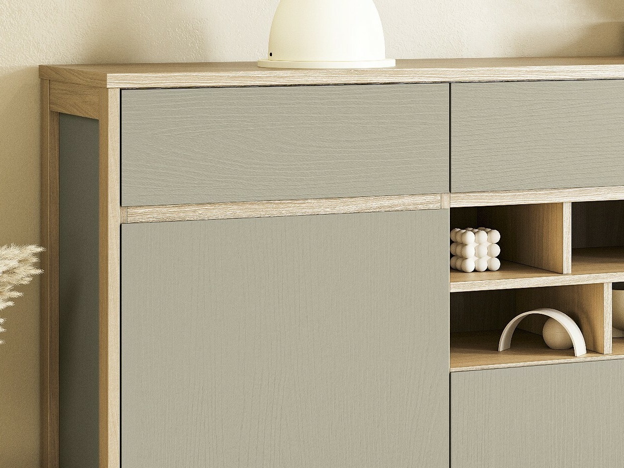 Thuiskantoorset Fermaru 116 (Stoffig groen + Eiken)