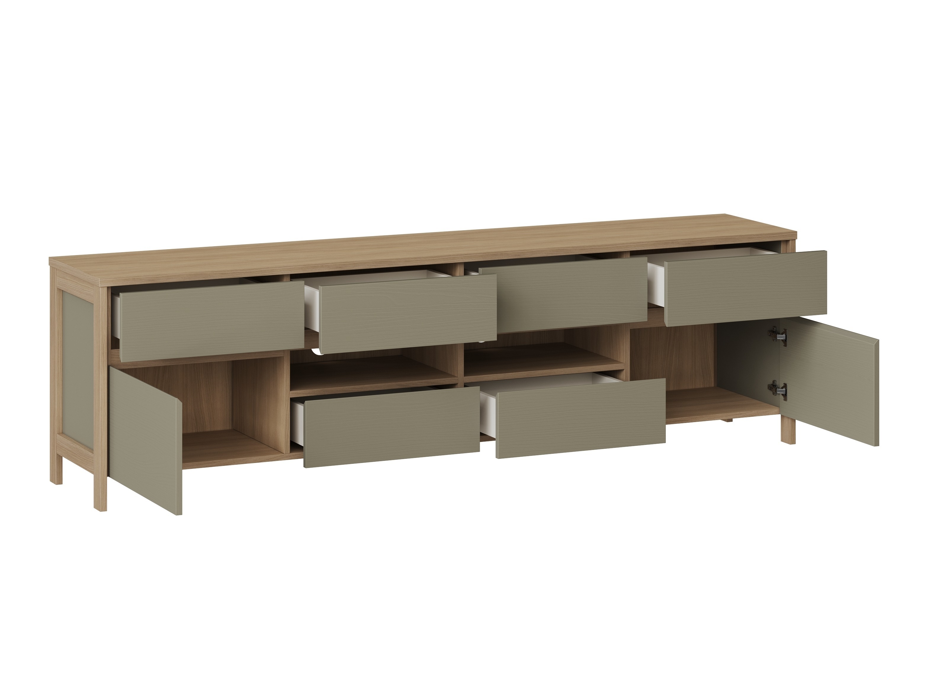 Woonkamerset Fermaru 111 (Stoffig groen + Eiken)