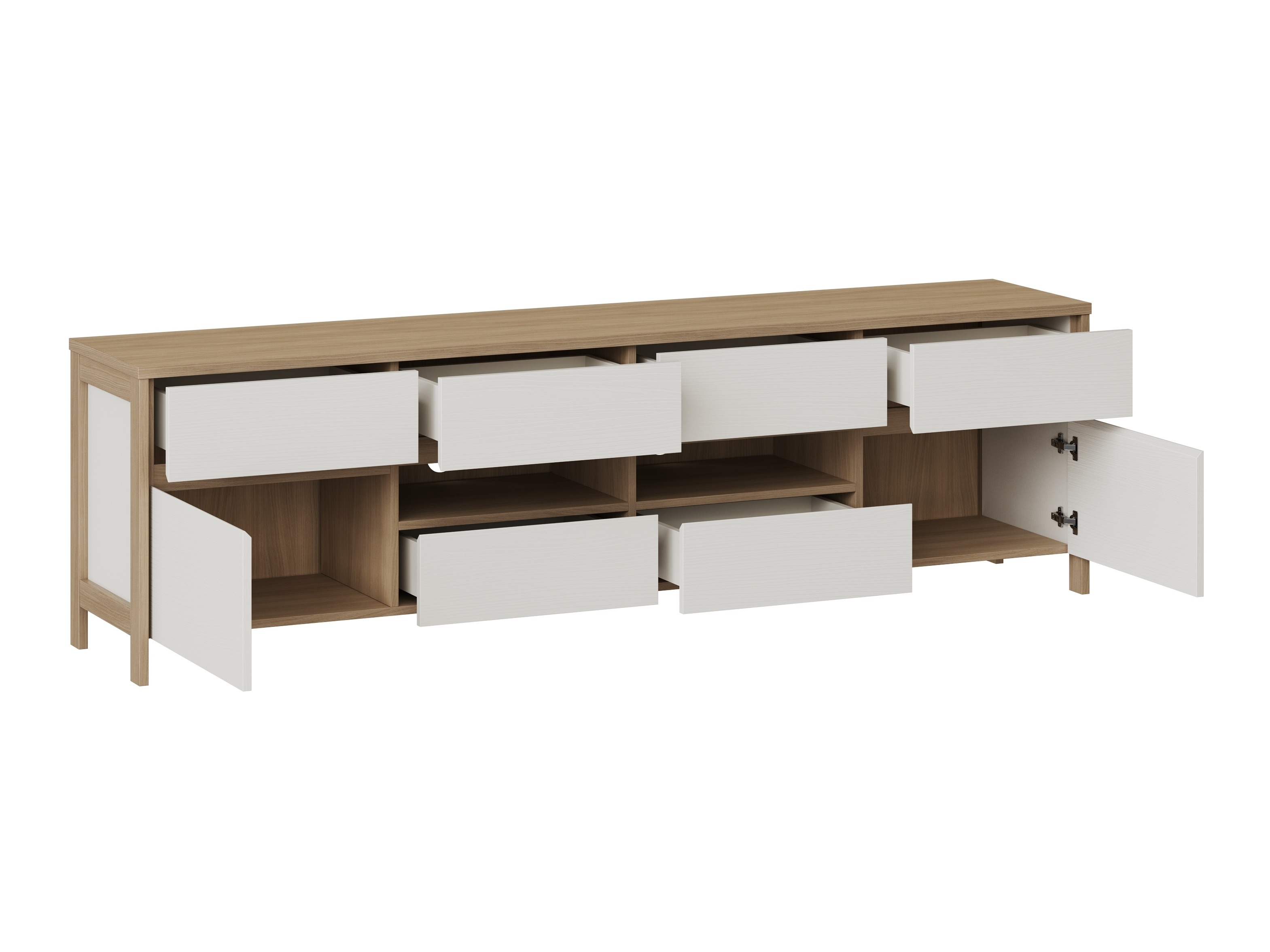 Woonkamerset Fermaru 111 (Wit + Eiken)