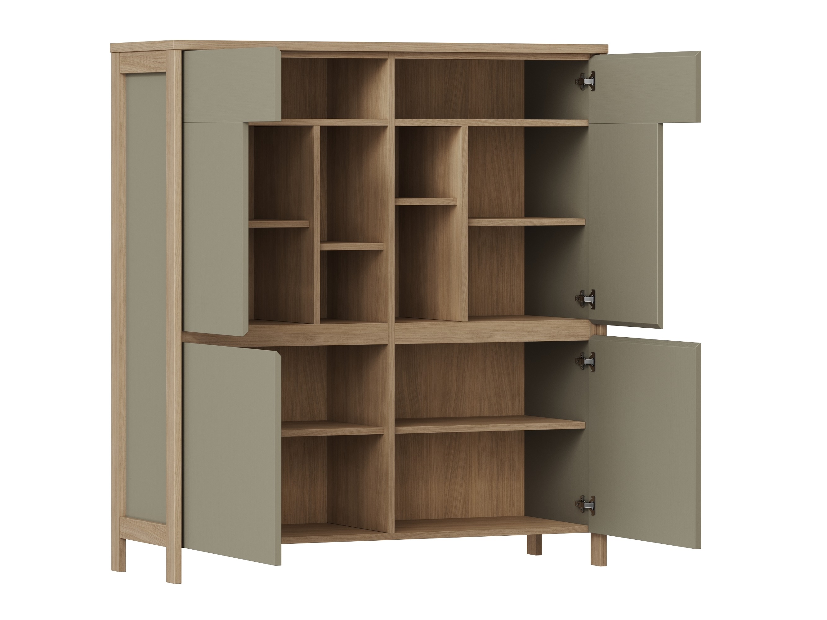 Woonkamerset Fermaru 112 (Stoffig groen + Eiken)