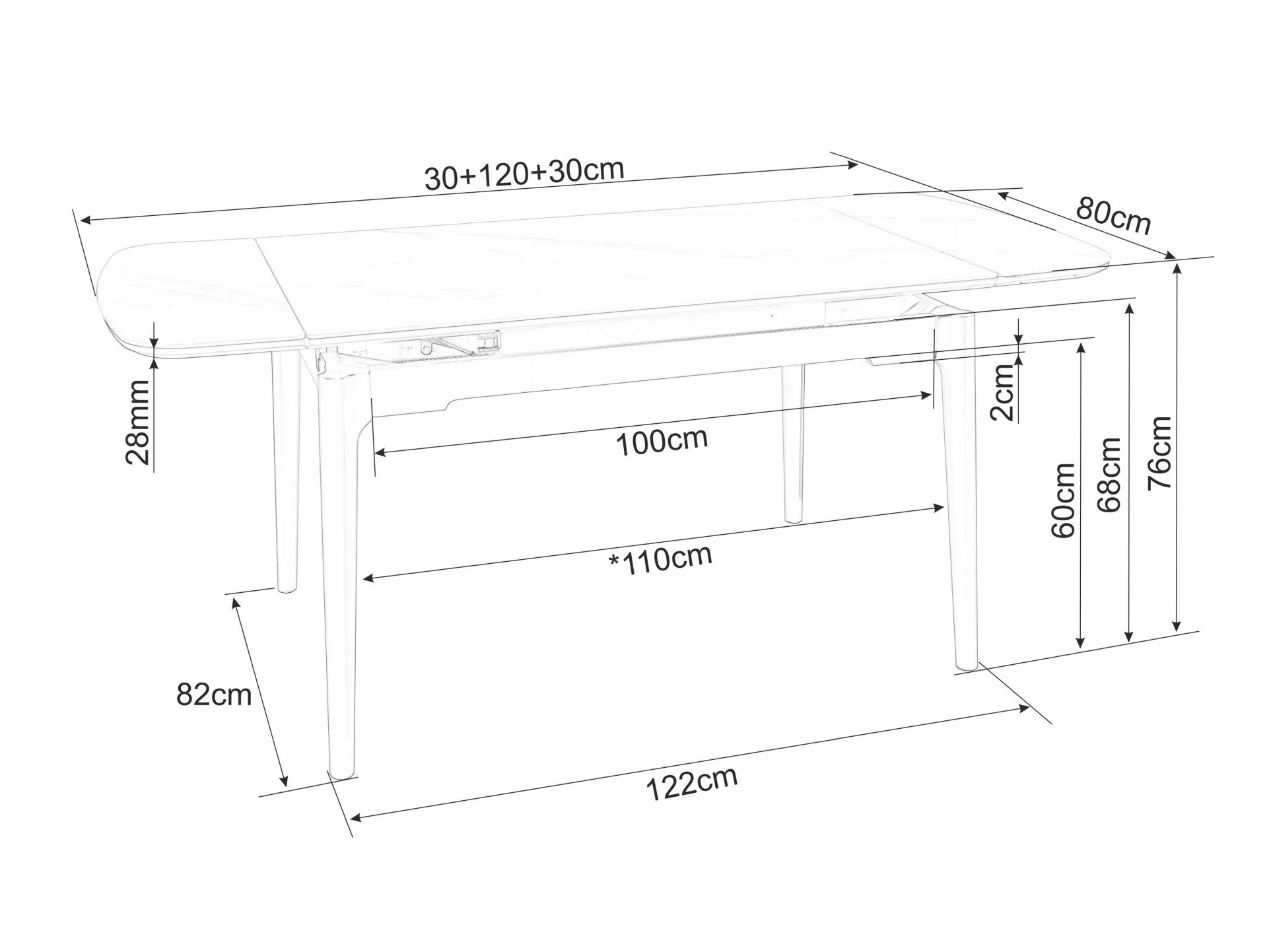Tafel Detroit 921 (Wit marmer)