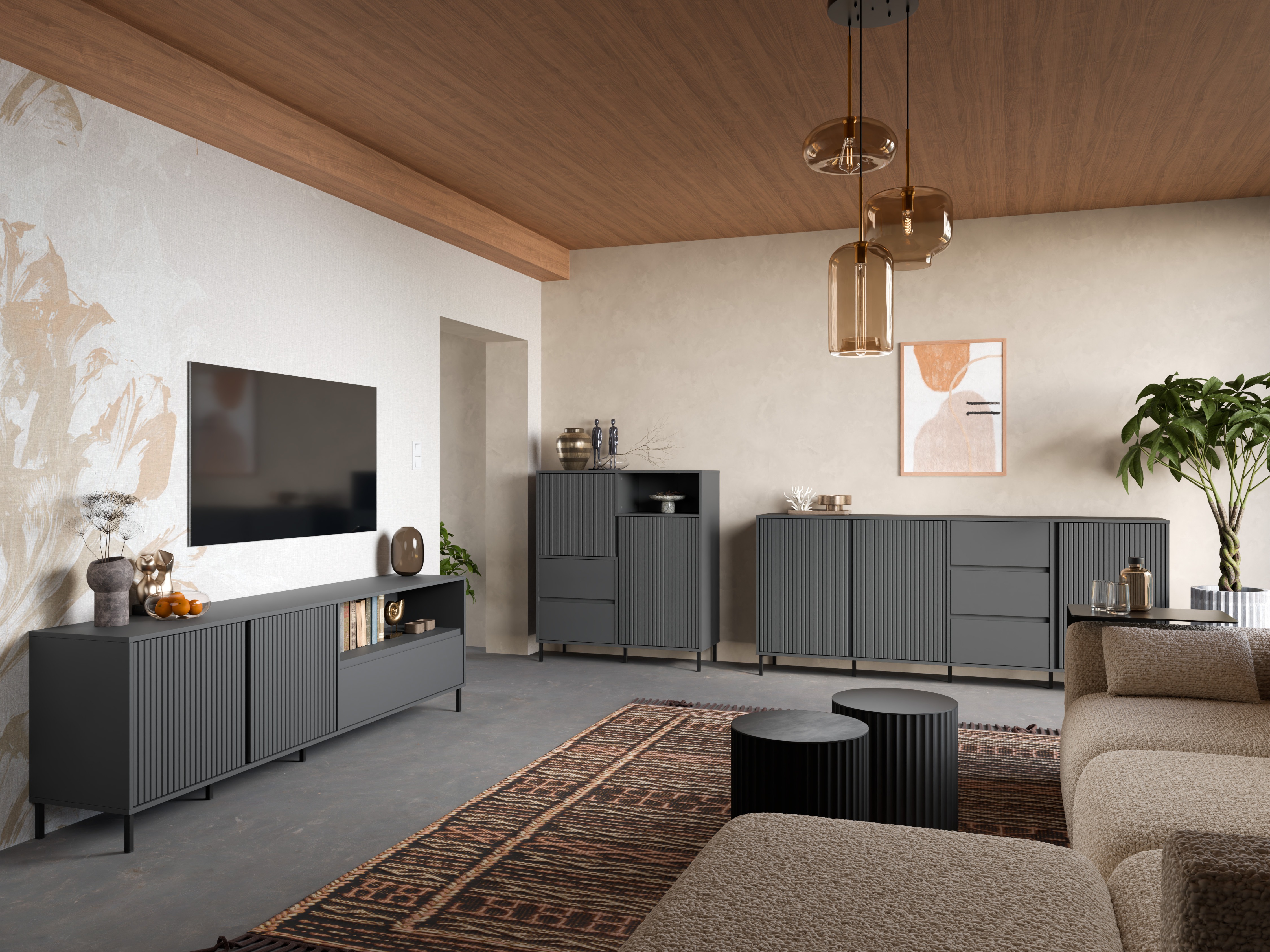 Woonkamerset Ruvrevi 105 (Antraciet)