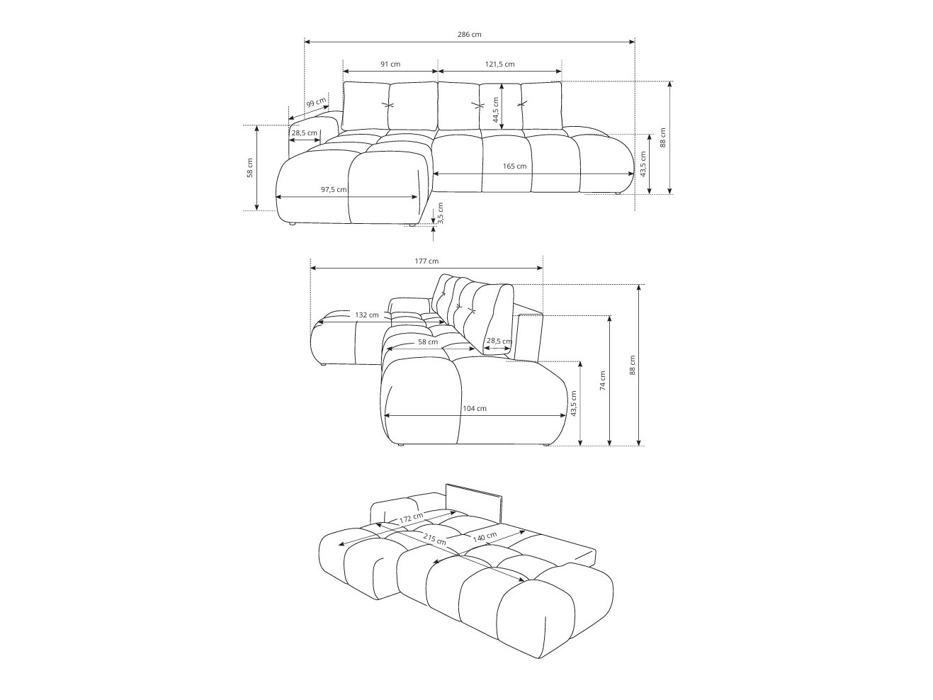 Hoekbank Kingston 156 (Flow 09)