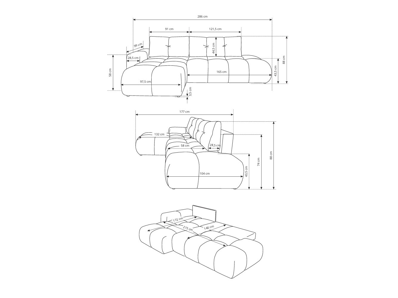 Hoekbank Kingston 156 (Flow 12)