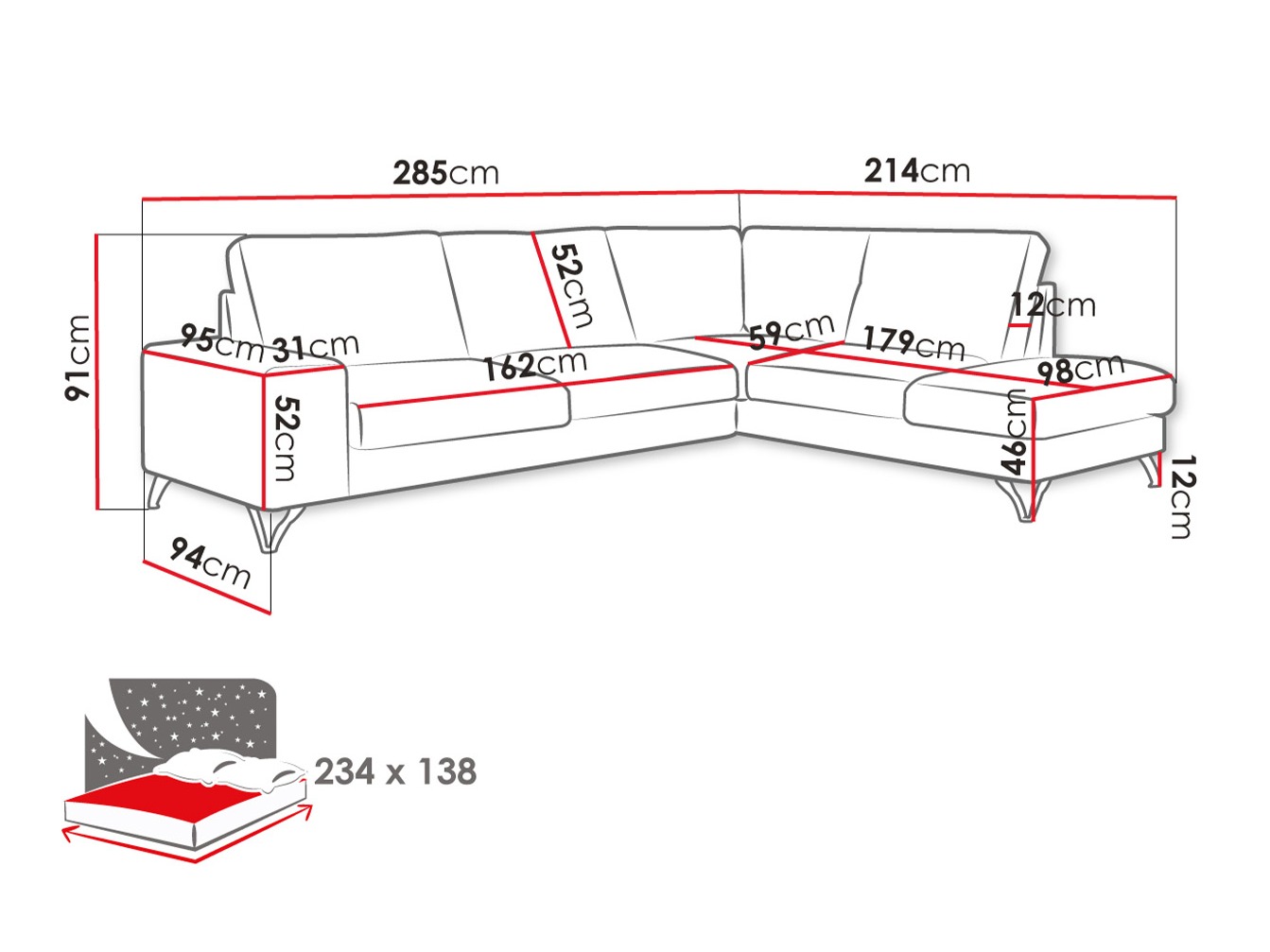 Hoekbank ComfiDream 112 (Verita 53)